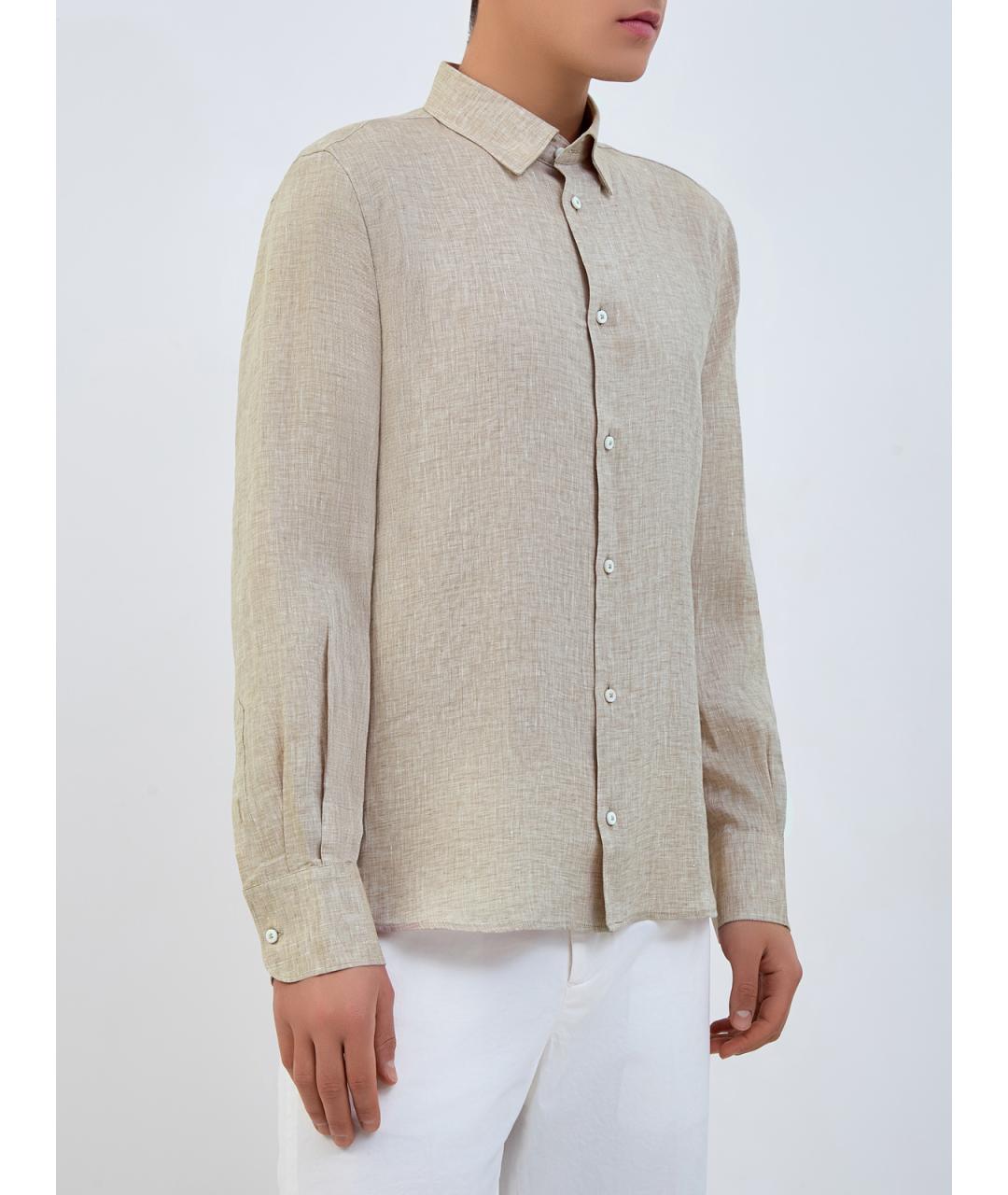 PESERICO Бежевая льняная кэжуал рубашка, фото 3
