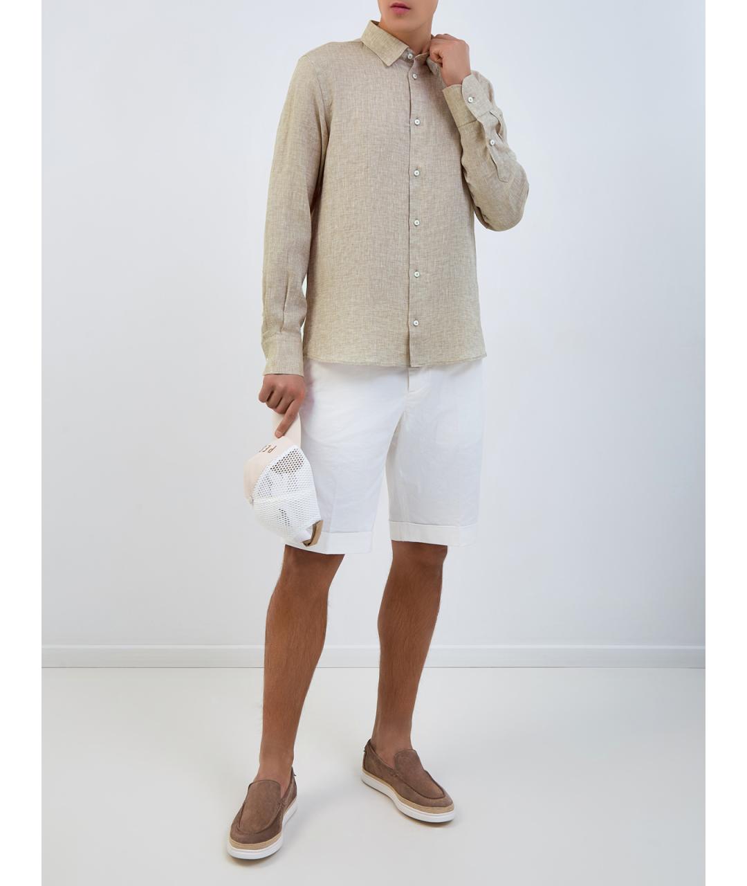 PESERICO Бежевая льняная кэжуал рубашка, фото 2