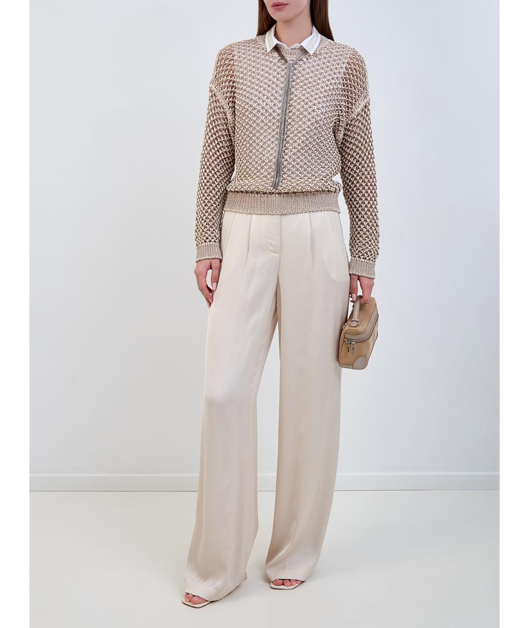 PESERICO Бежевый хлопковый джемпер / свитер, фото 2