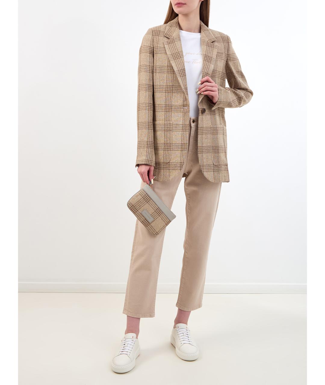 LORENA ANTONIAZZI Бежевый льняной жакет/пиджак, фото 2