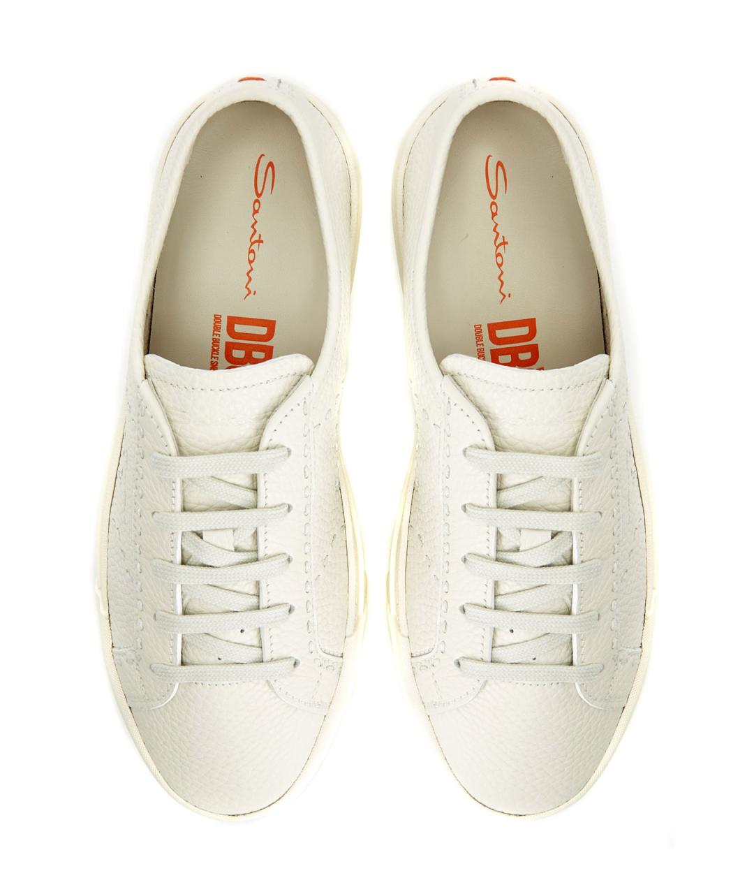 SANTONI Белые кожаные низкие кроссовки / кеды, фото 6