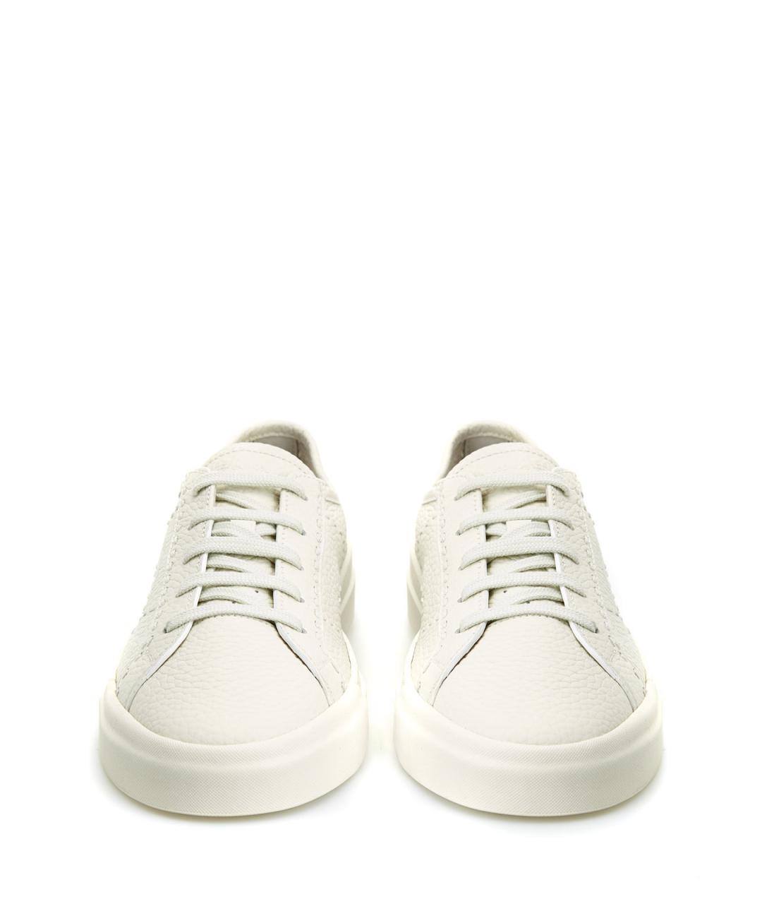 SANTONI Белые кожаные низкие кроссовки / кеды, фото 5