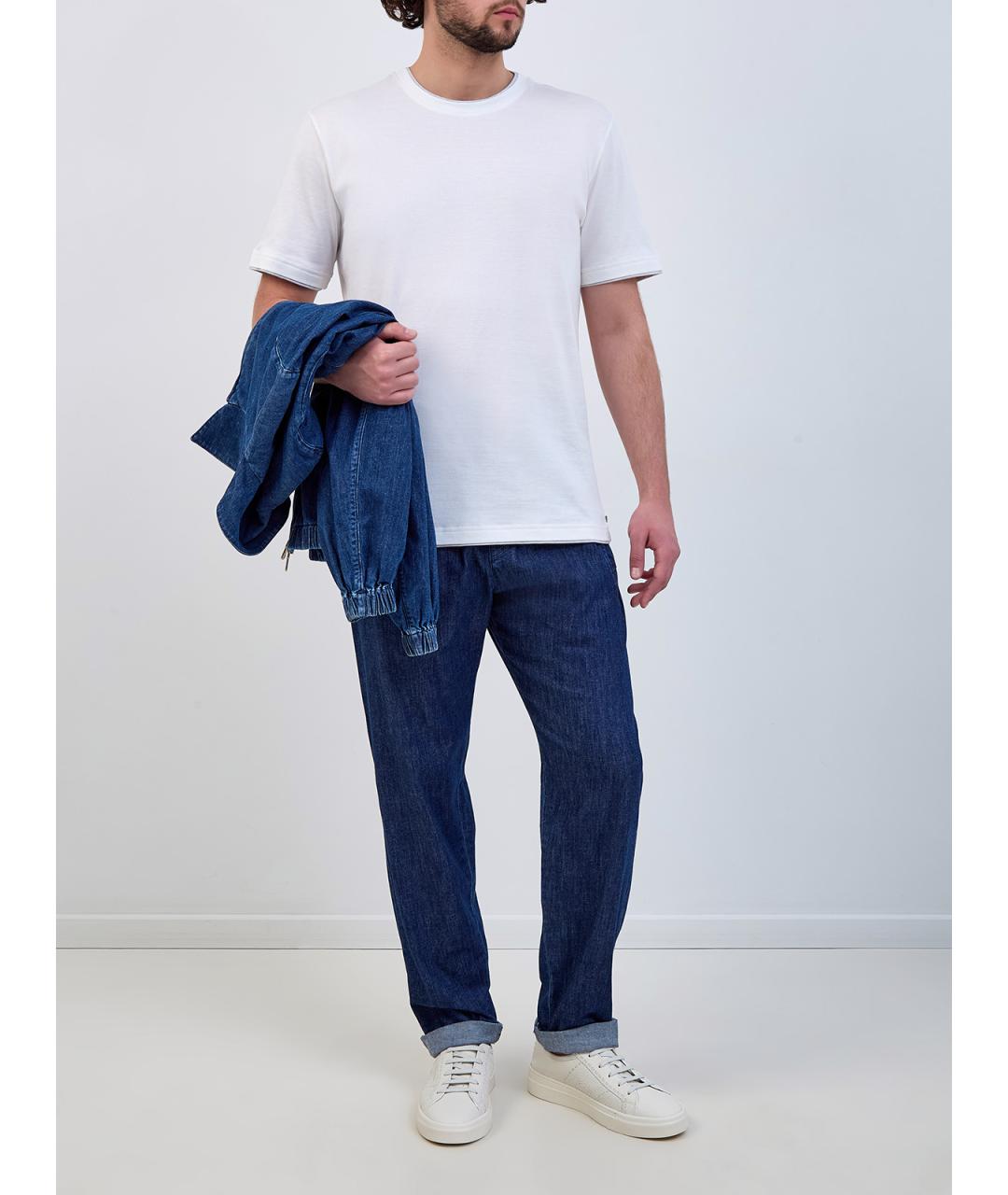 SANTONI Белые кожаные низкие кроссовки / кеды, фото 7