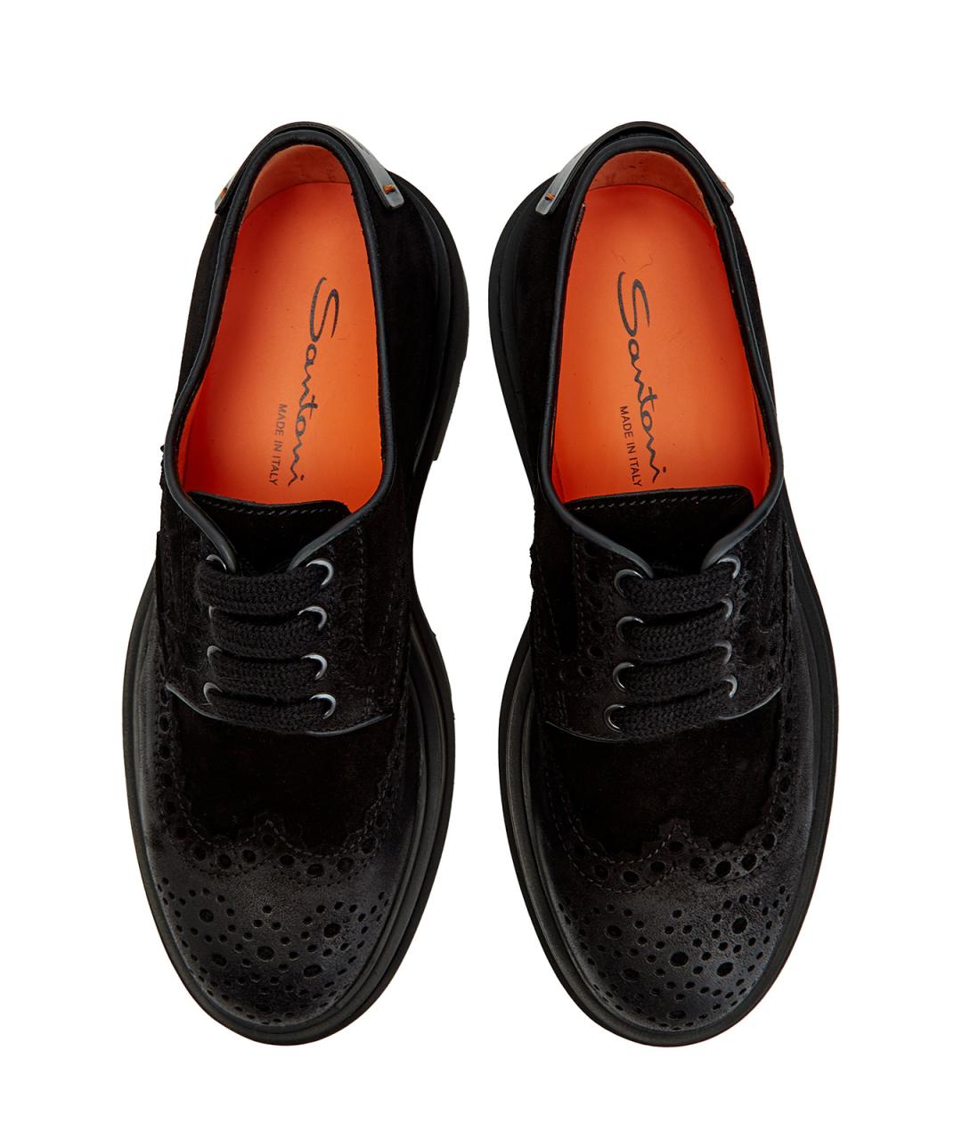 SANTONI Черные кожаные туфли, фото 5