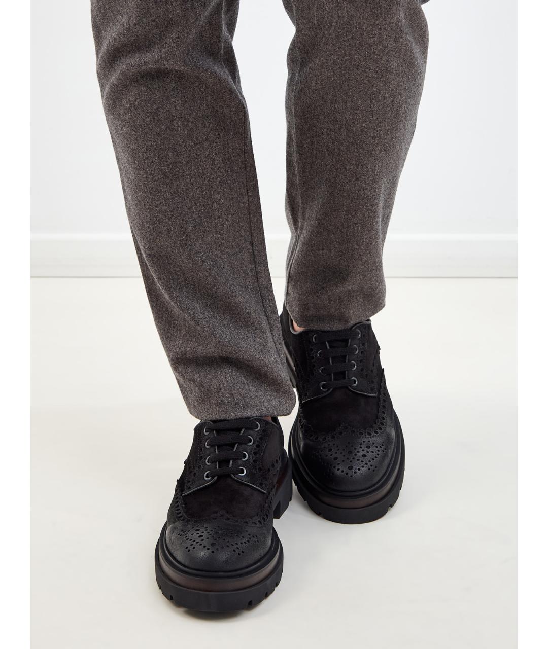 SANTONI Черные кожаные туфли, фото 2