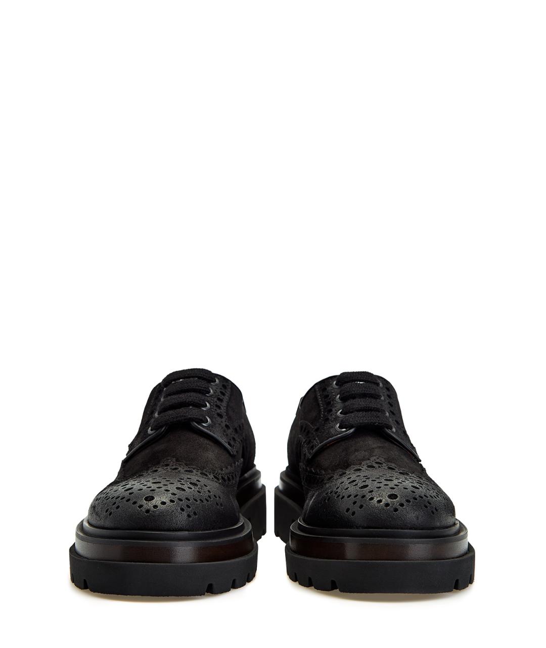 SANTONI Черные кожаные туфли, фото 6