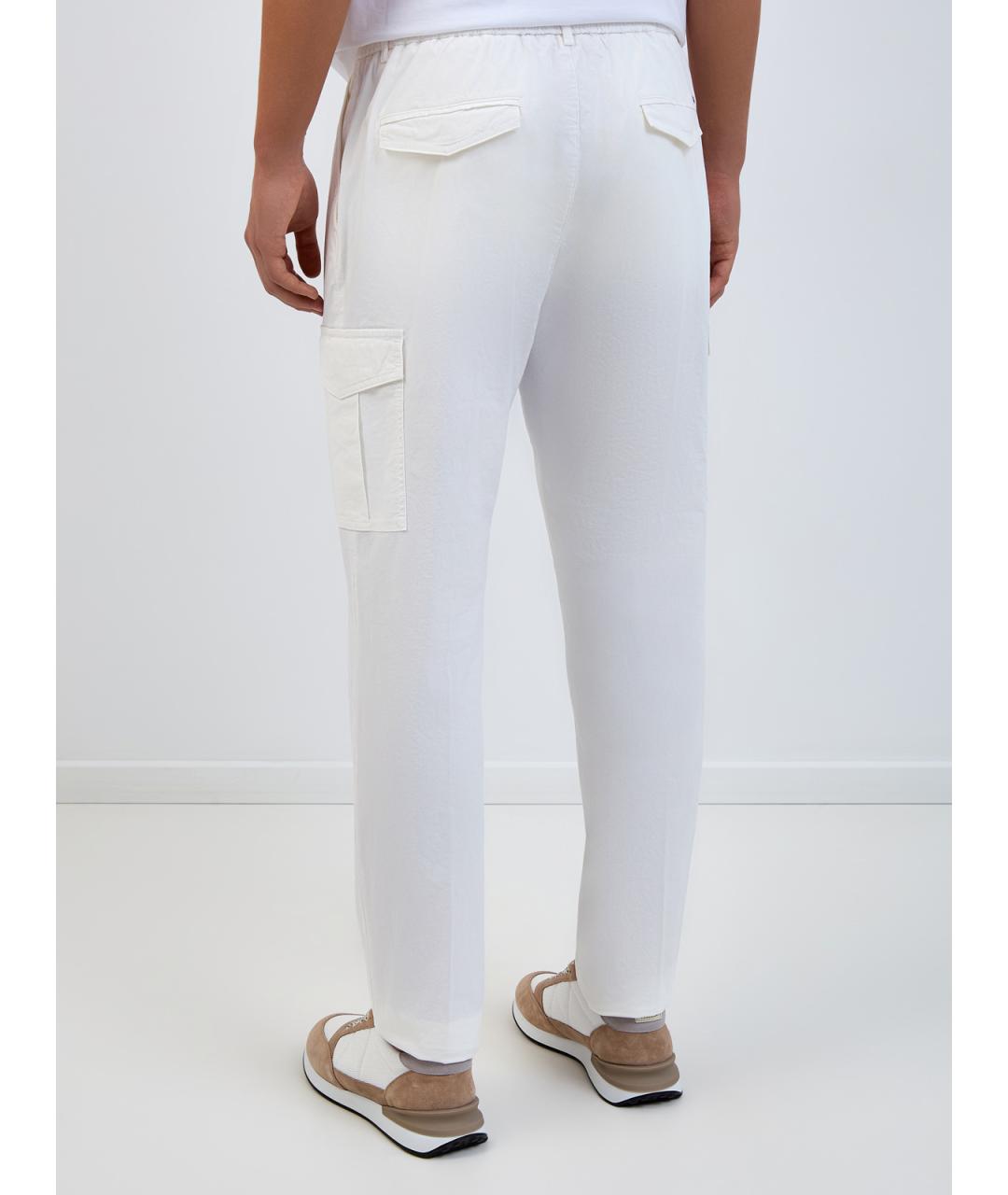 PESERICO Белые хлопковые повседневные брюки, фото 4
