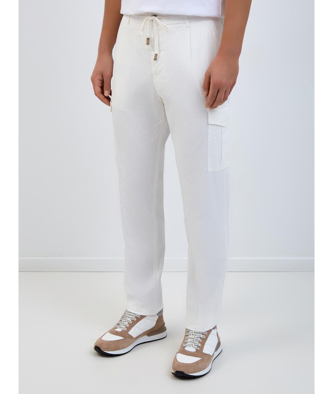 PESERICO Белые хлопковые повседневные брюки, фото 3