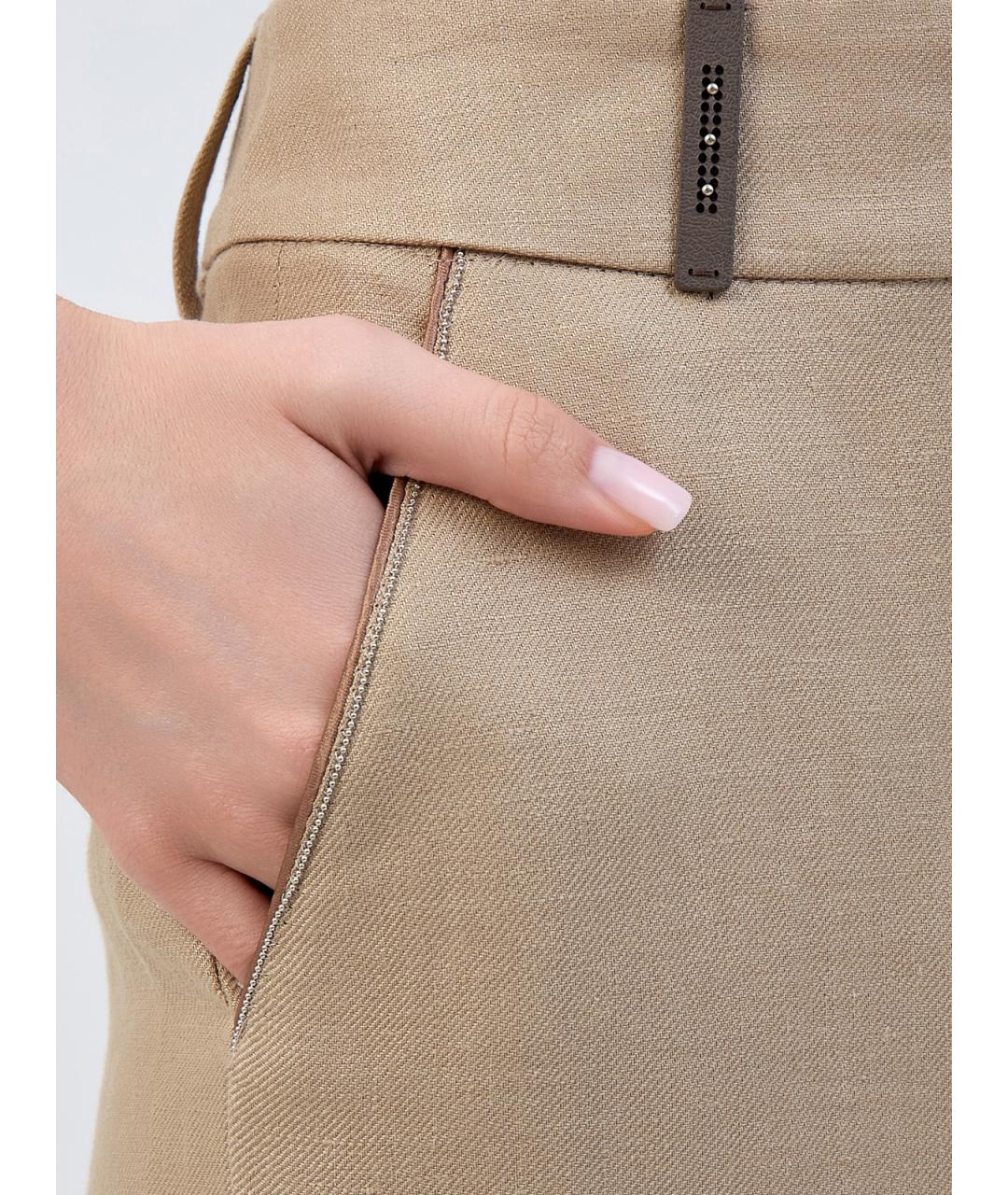 PESERICO Бежевая льняная юбка макси, фото 5