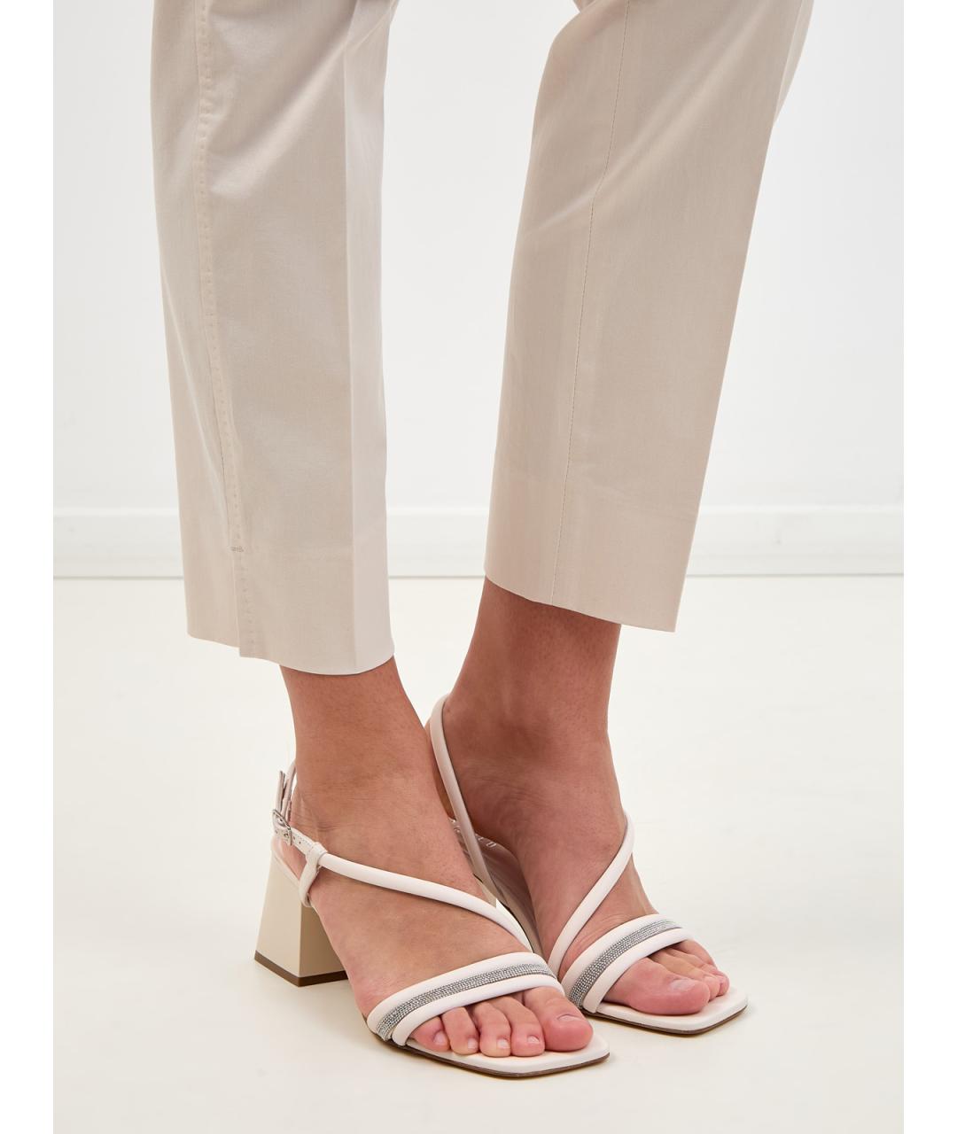 PESERICO Бежевые кожаные босоножки, фото 2