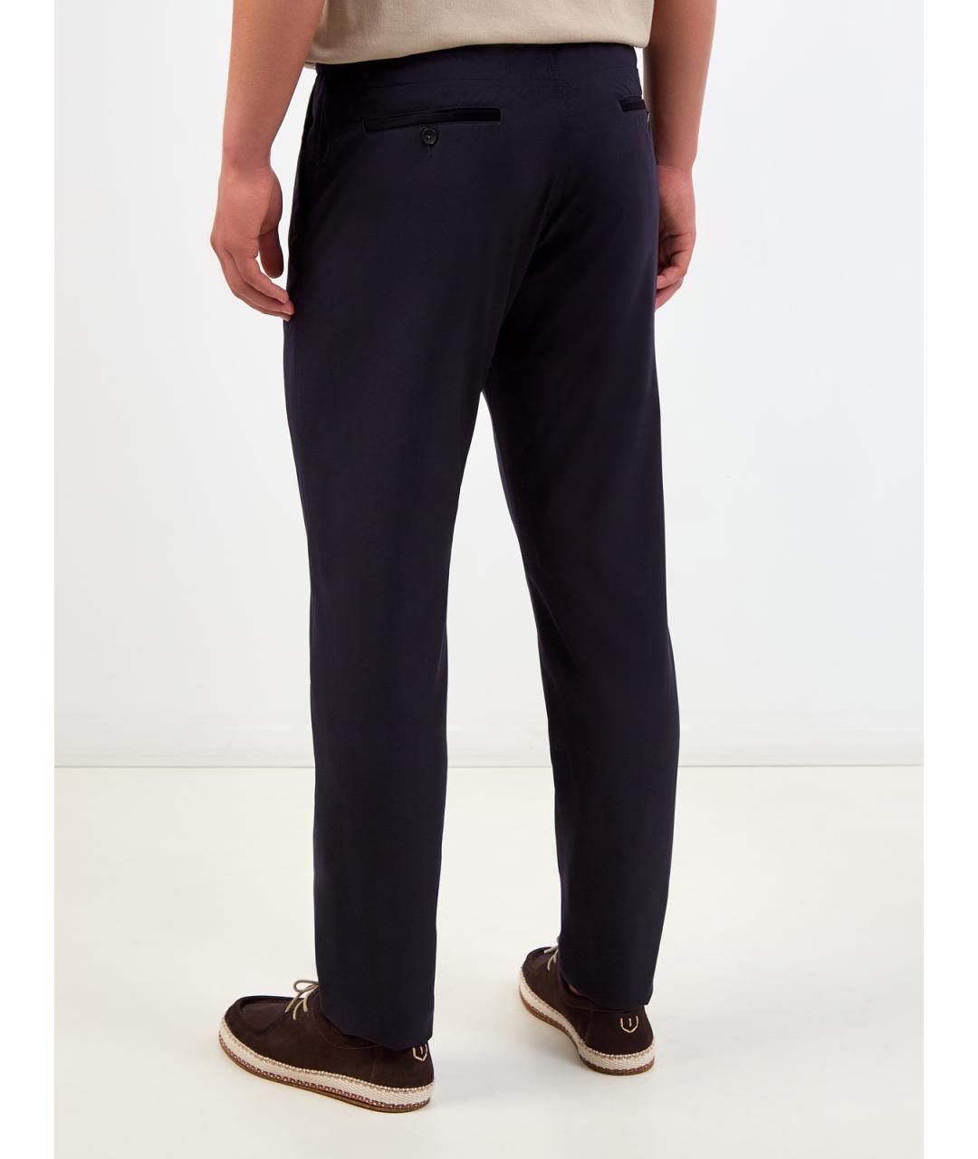 CANALI Синие шерстяные повседневные брюки, фото 4