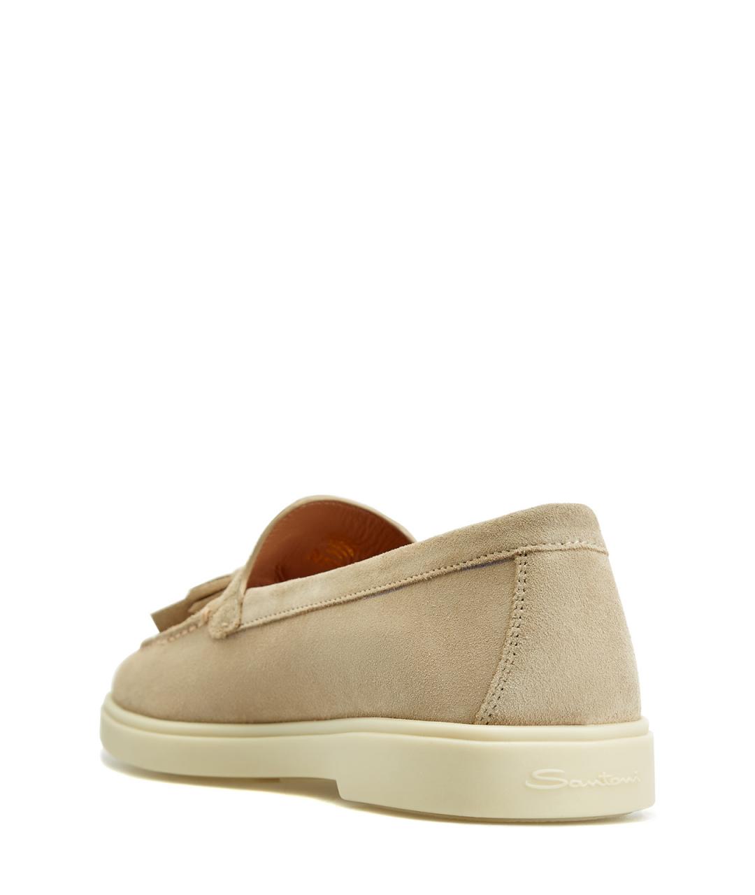 SANTONI Бежевые замшевые лоферы, фото 4