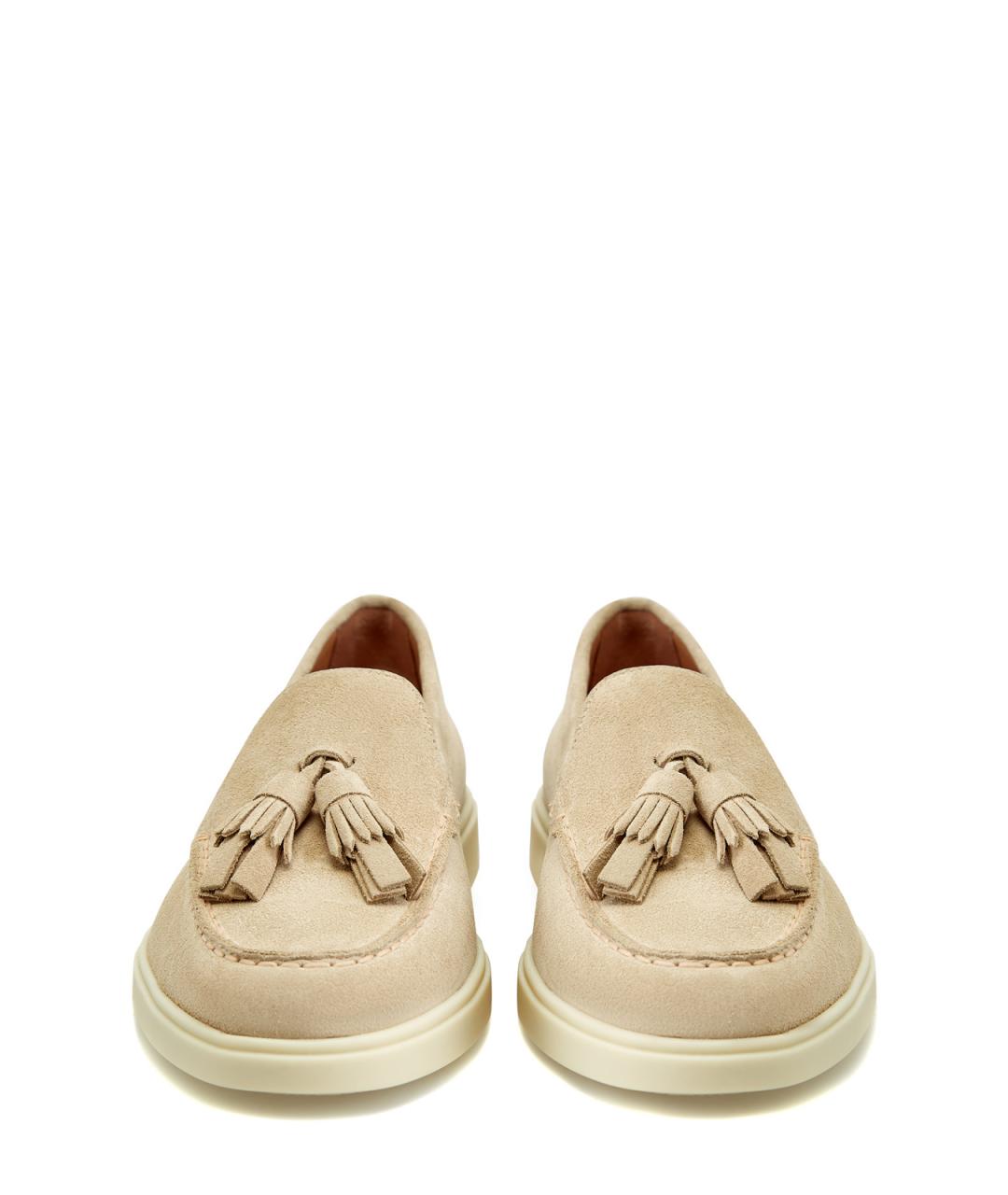 SANTONI Бежевые замшевые лоферы, фото 6
