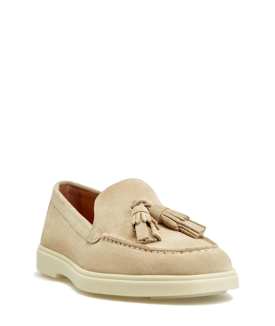 SANTONI Бежевые замшевые лоферы, фото 3