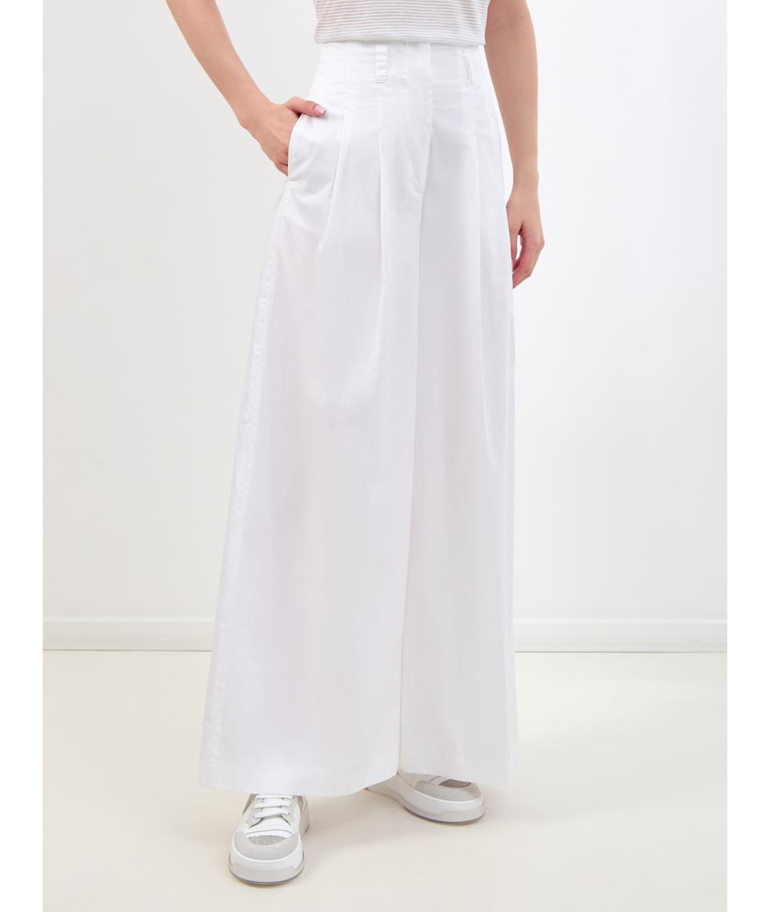PESERICO Белые хлопковые брюки широкие, фото 3
