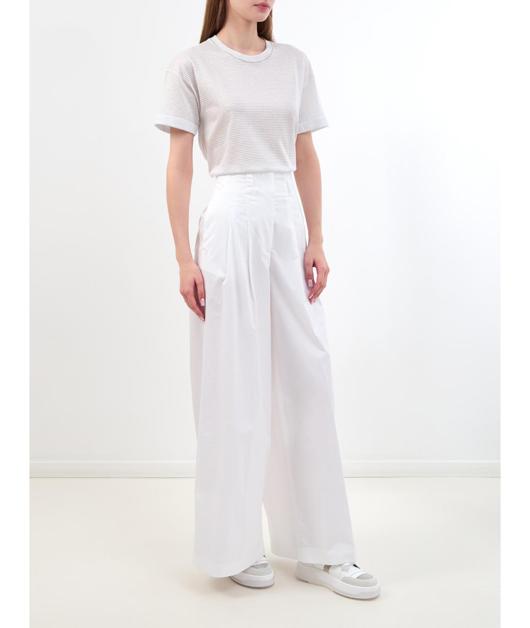 PESERICO Белые хлопковые брюки широкие, фото 2