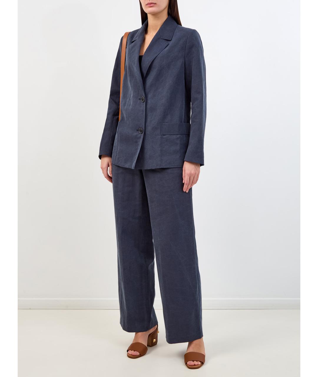 GENTRY PORTOFINO Темно-синие хлопковые брюки широкие, фото 2