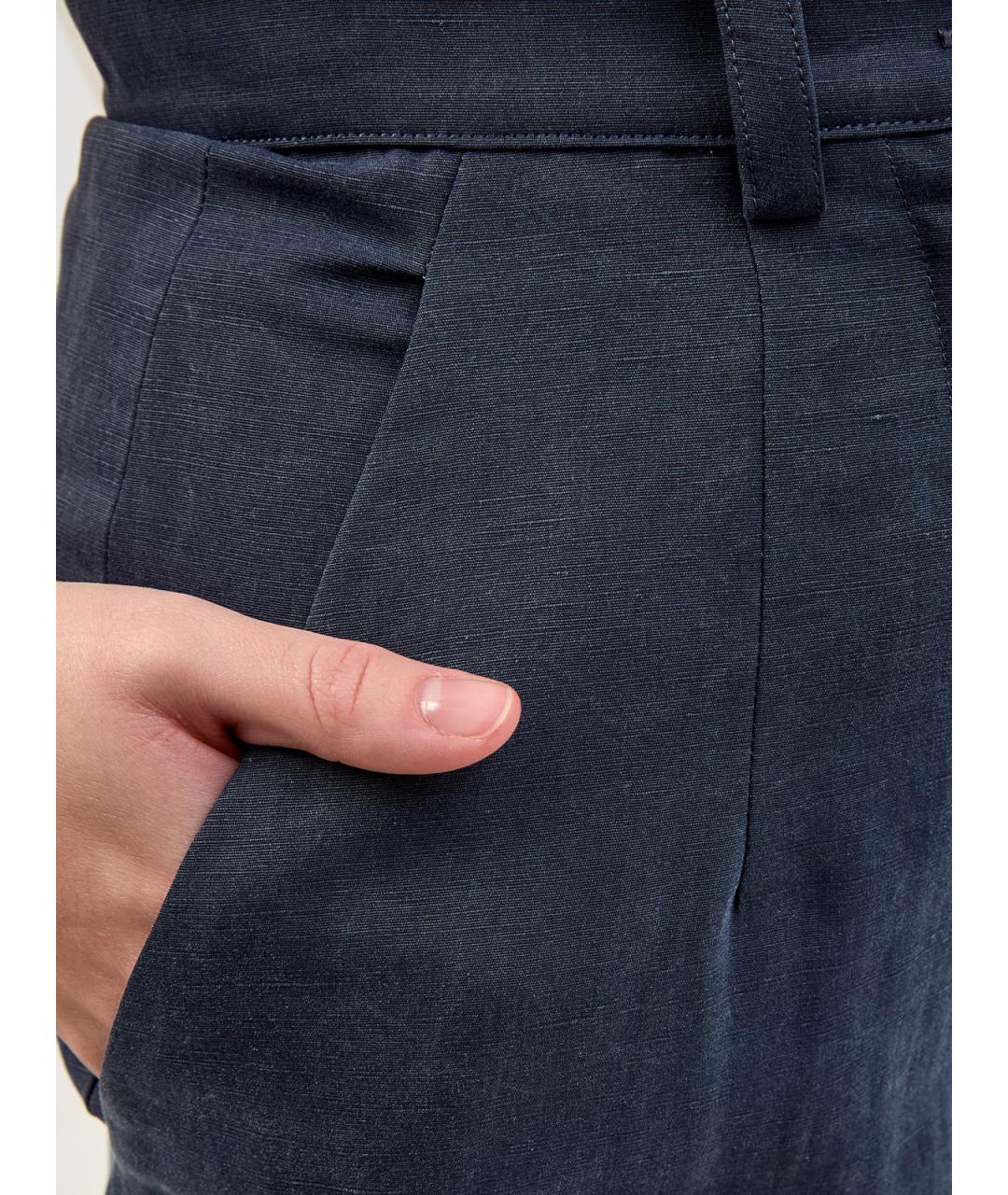 GENTRY PORTOFINO Темно-синие хлопковые брюки широкие, фото 5