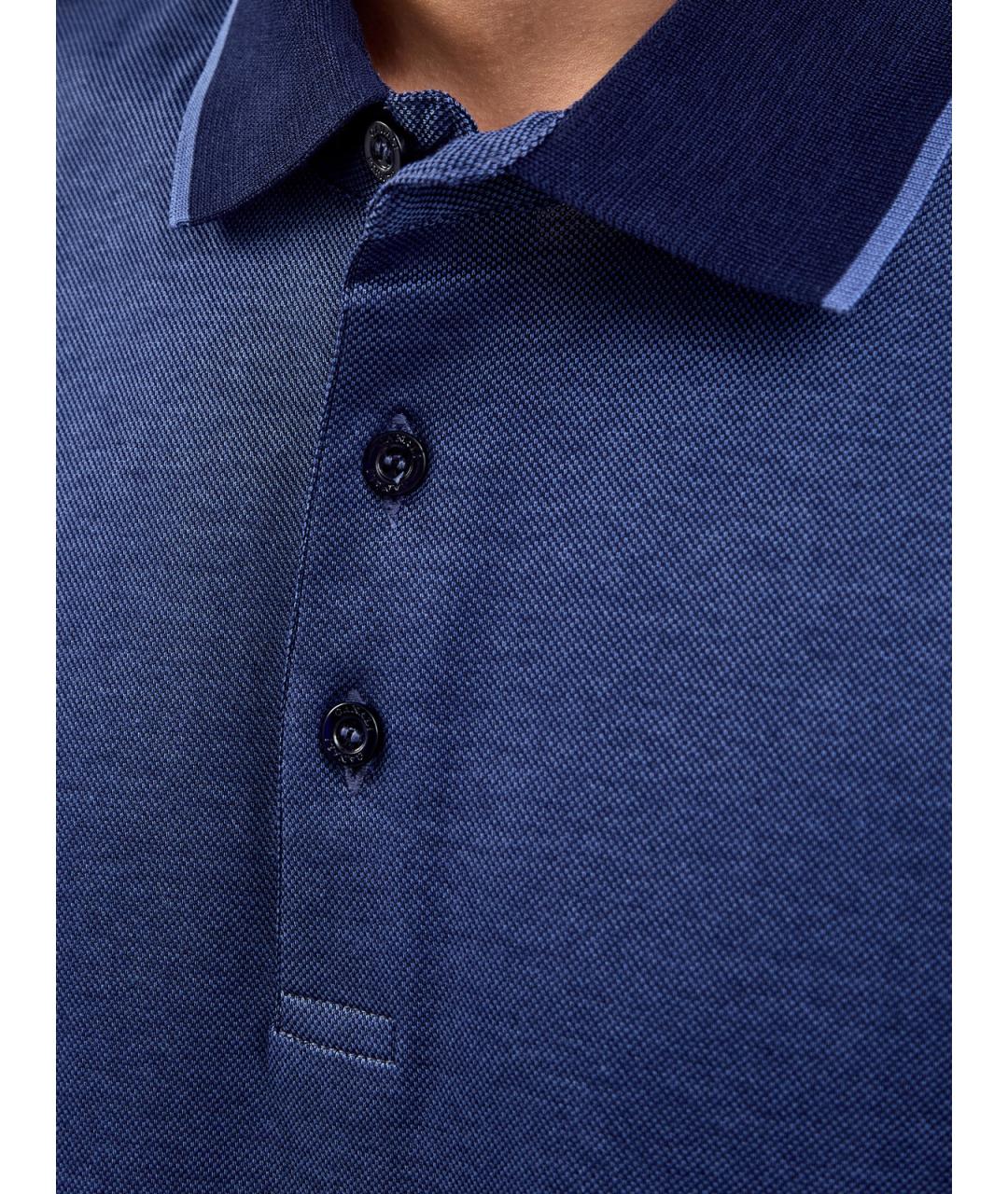CANALI Синее хлопковое поло с коротким рукавом, фото 5