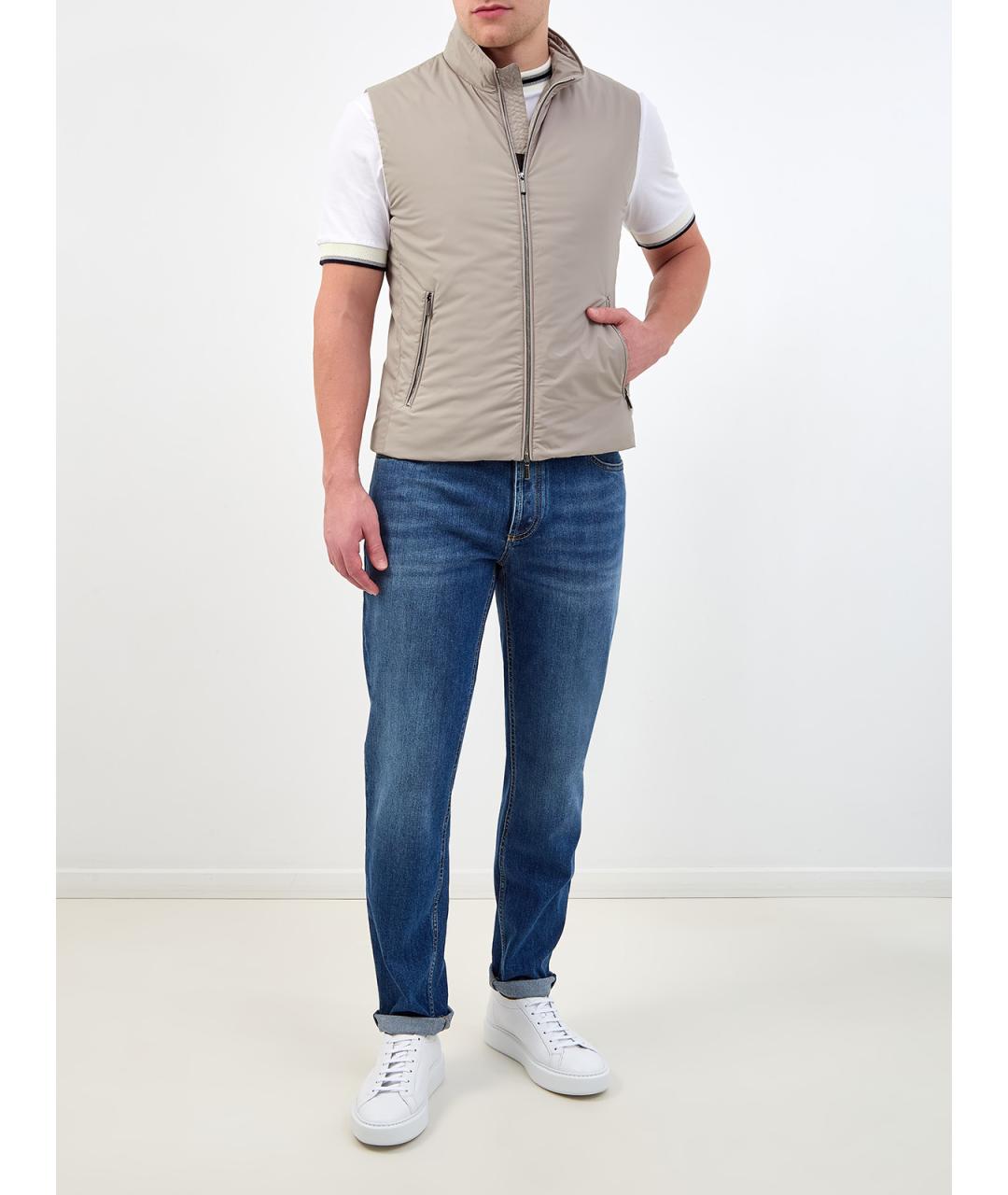 MOORER Бежевый полиэстеровый жилет, фото 2