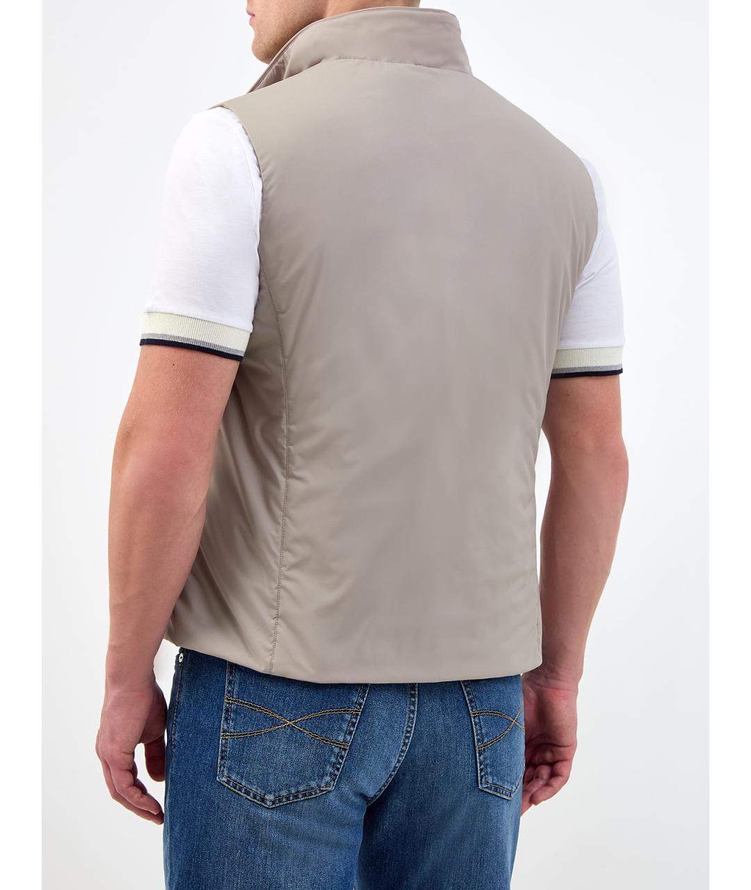 MOORER Бежевый полиэстеровый жилет, фото 4