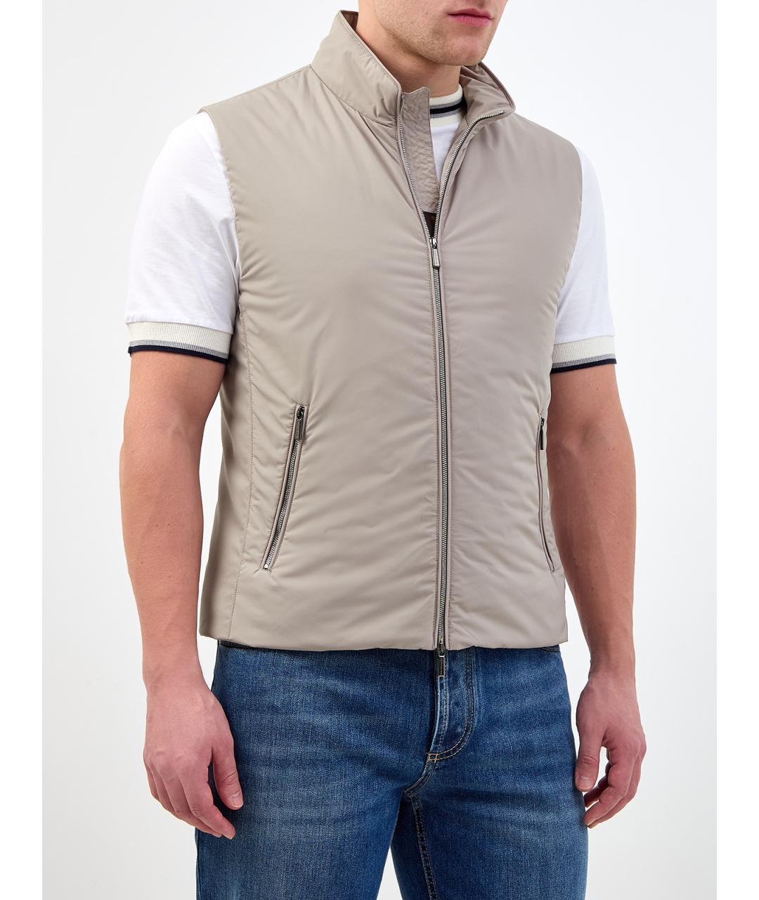 MOORER Бежевый полиэстеровый жилет, фото 3