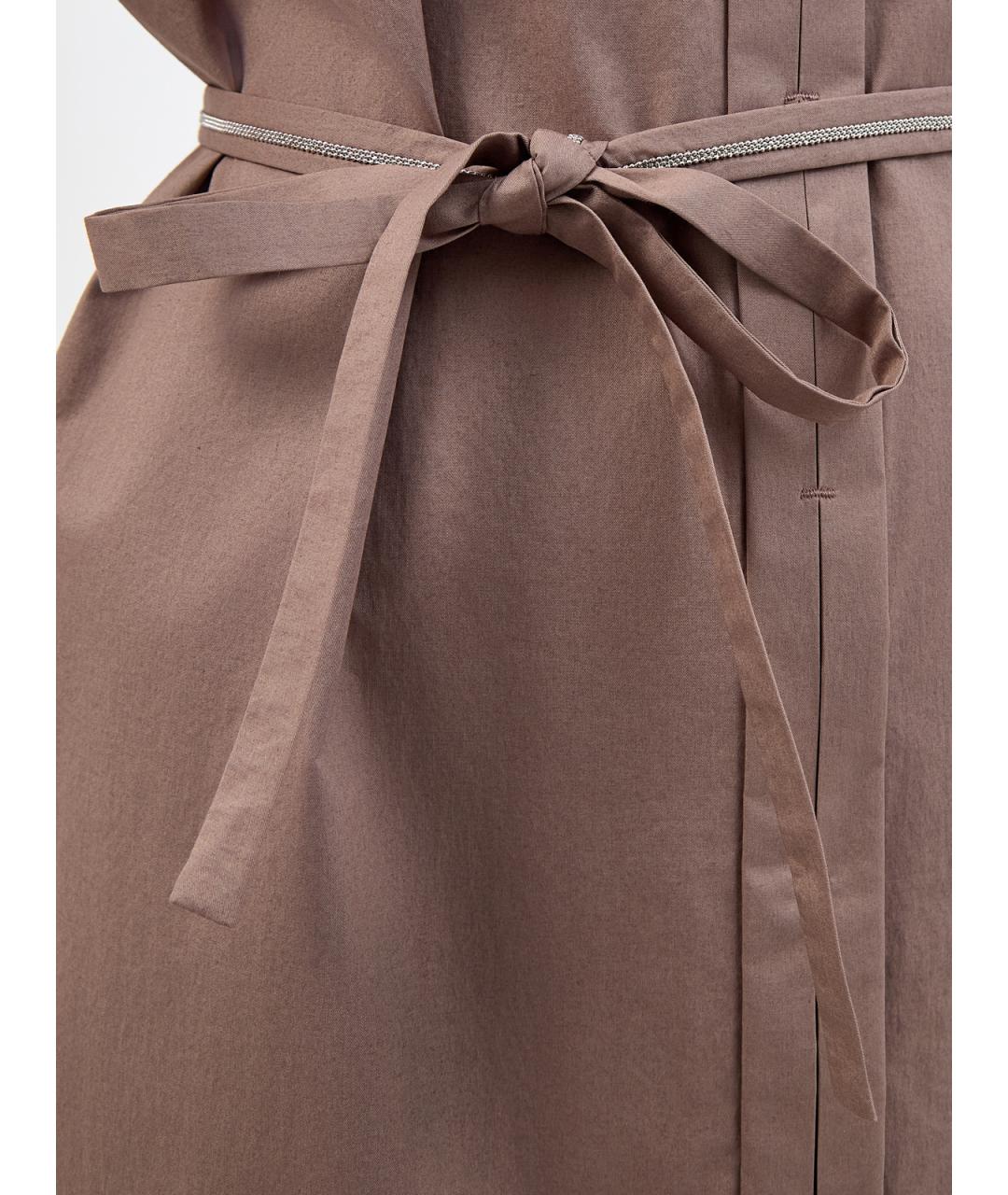 PESERICO Коричневое хлопковое повседневное платье, фото 5