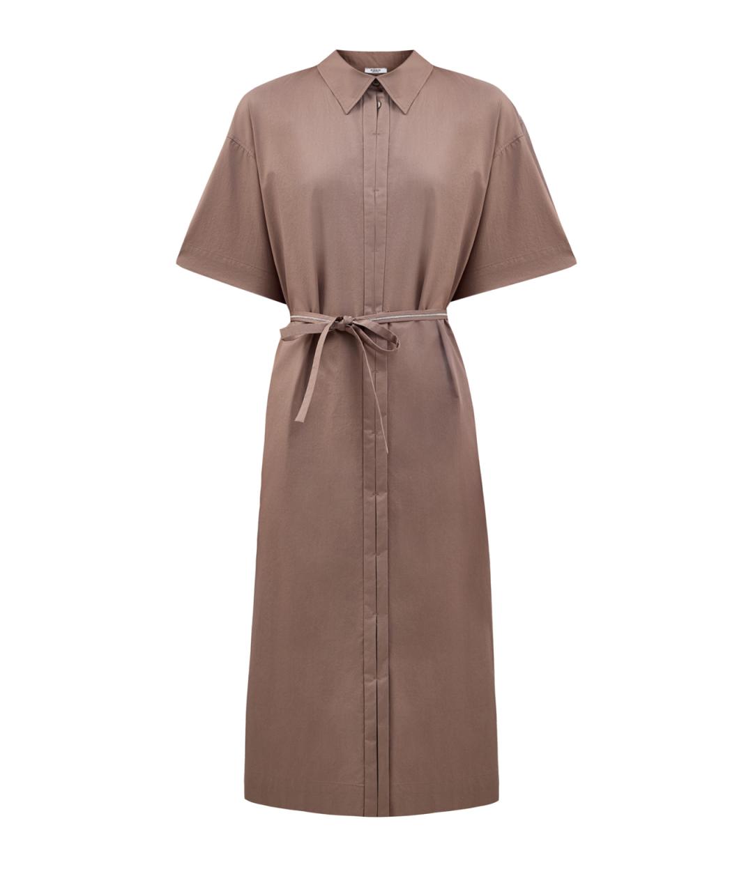 PESERICO Коричневое хлопковое повседневное платье, фото 1