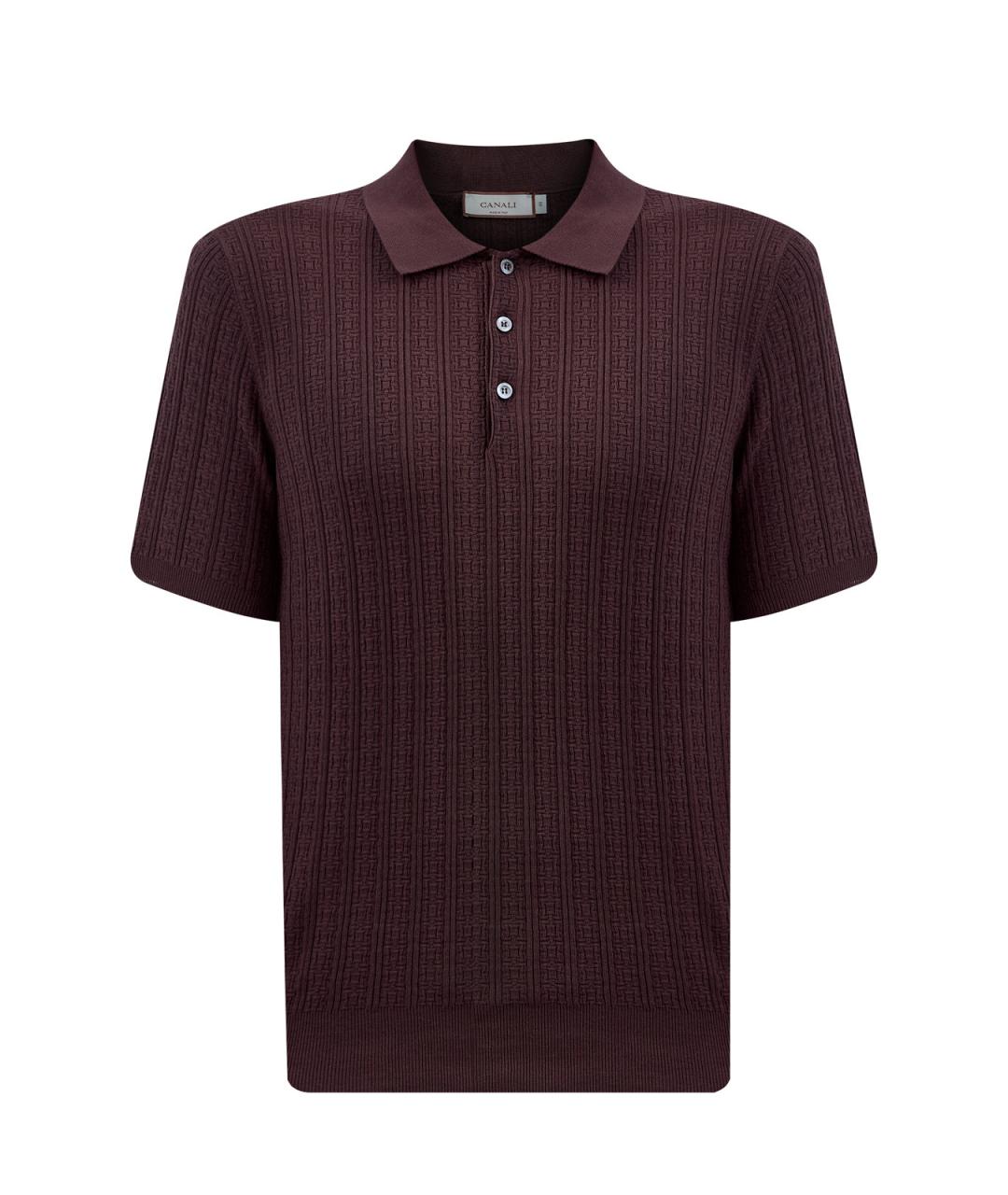 CANALI Коричневое хлопковое поло с коротким рукавом, фото 1
