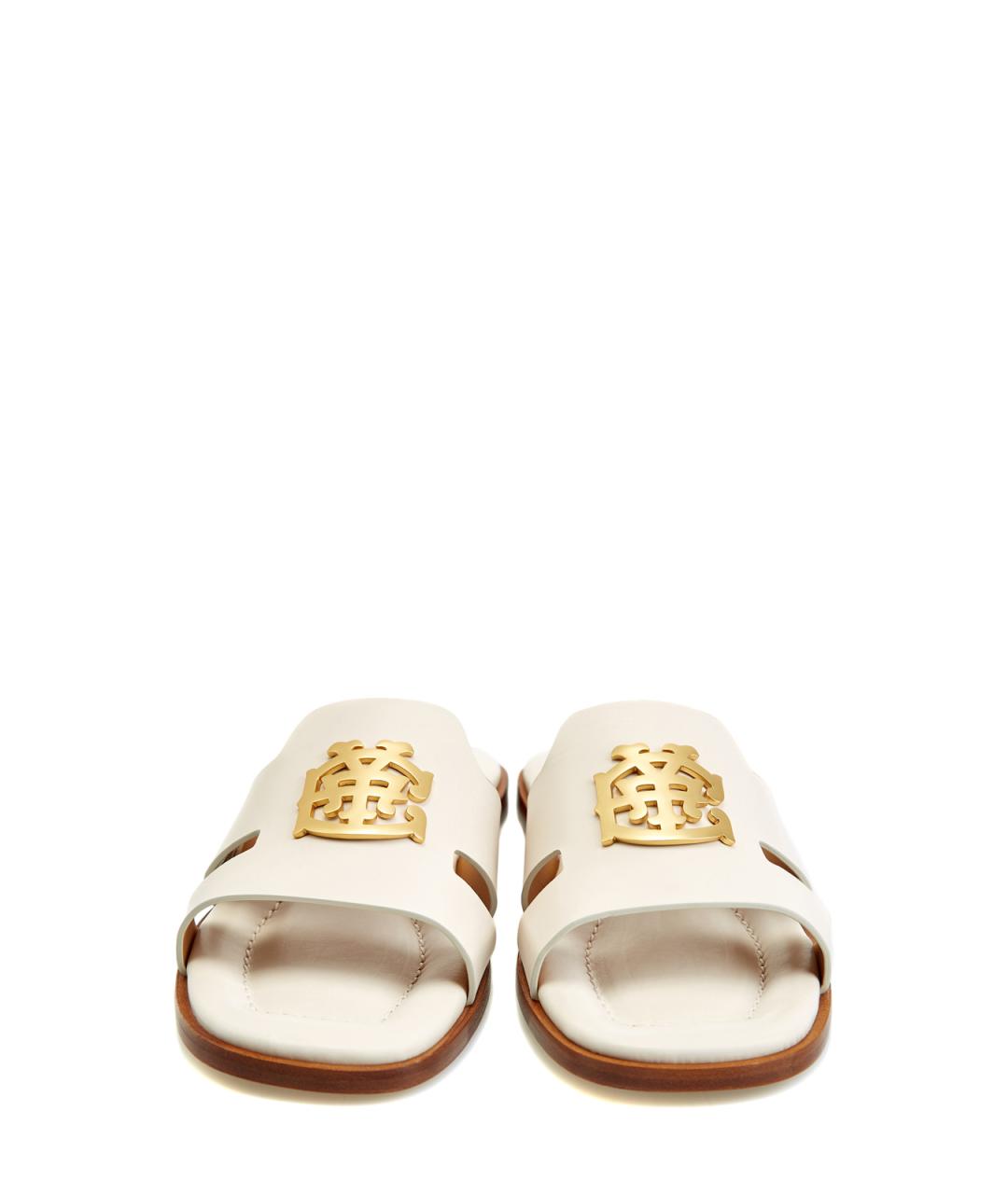 ELEVENTY Бежевые кожаные шлепанцы, фото 6