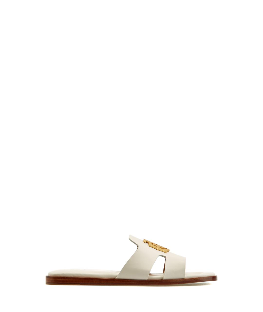 ELEVENTY Бежевые кожаные шлепанцы, фото 1