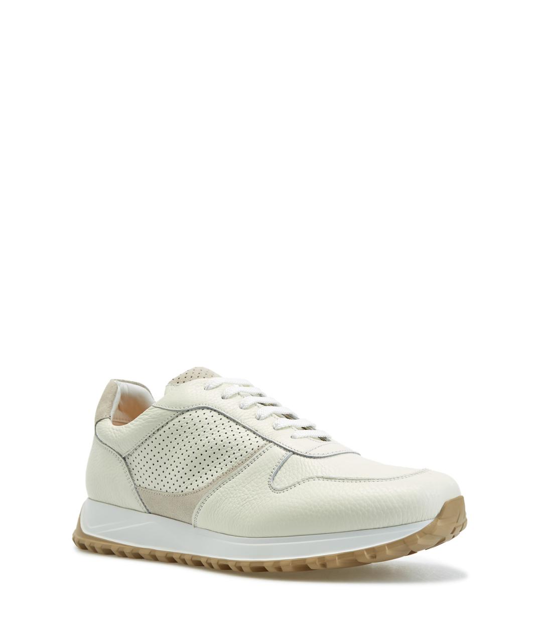 DOUCAL'S Белые кожаные низкие кроссовки / кеды, фото 3