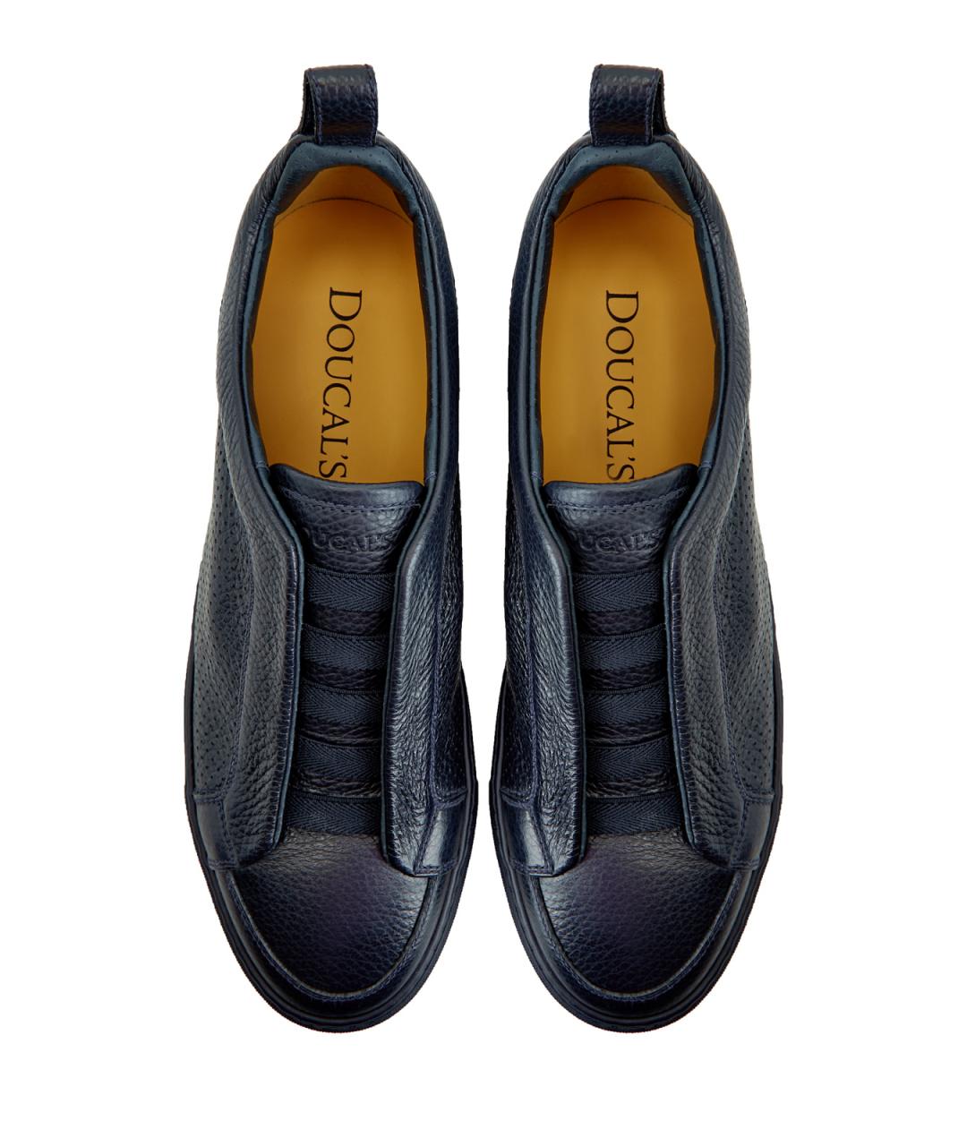 DOUCAL'S Темно-синие кожаные низкие кроссовки / кеды, фото 5