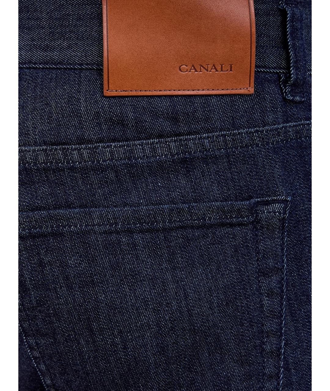 CANALI Темно-синие хлопковые прямые джинсы, фото 5