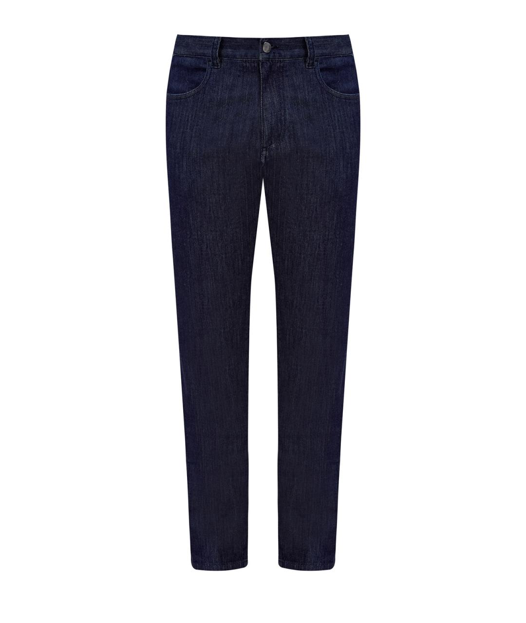 CANALI Темно-синие хлопковые прямые джинсы, фото 1