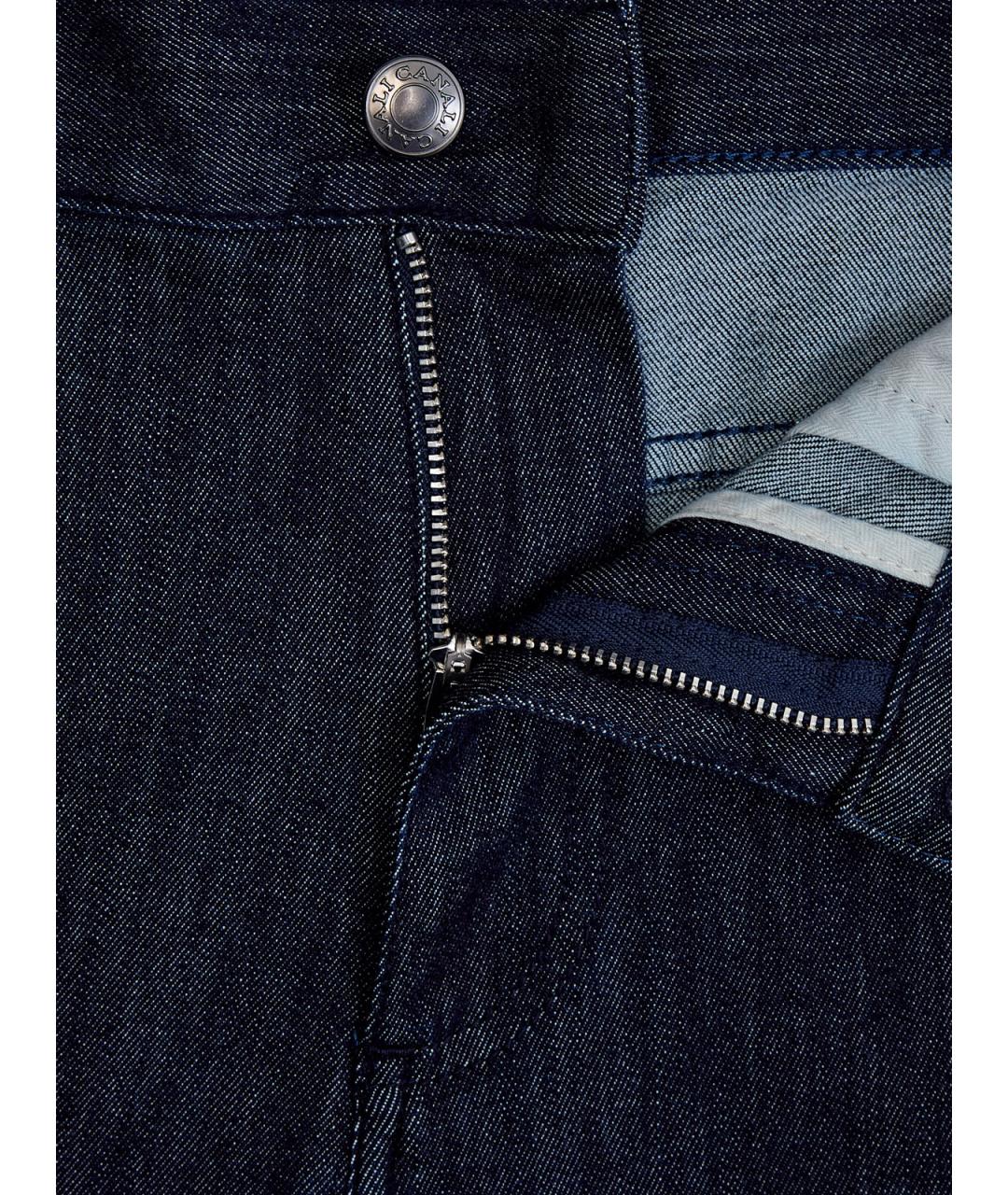 CANALI Темно-синие хлопковые прямые джинсы, фото 6