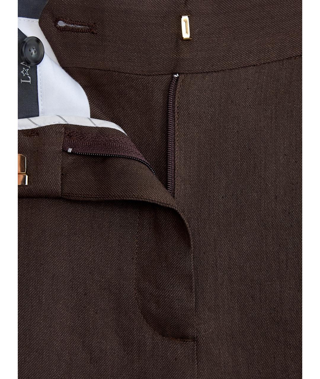 LORENA ANTONIAZZI Коричневые льняные брюки широкие, фото 5