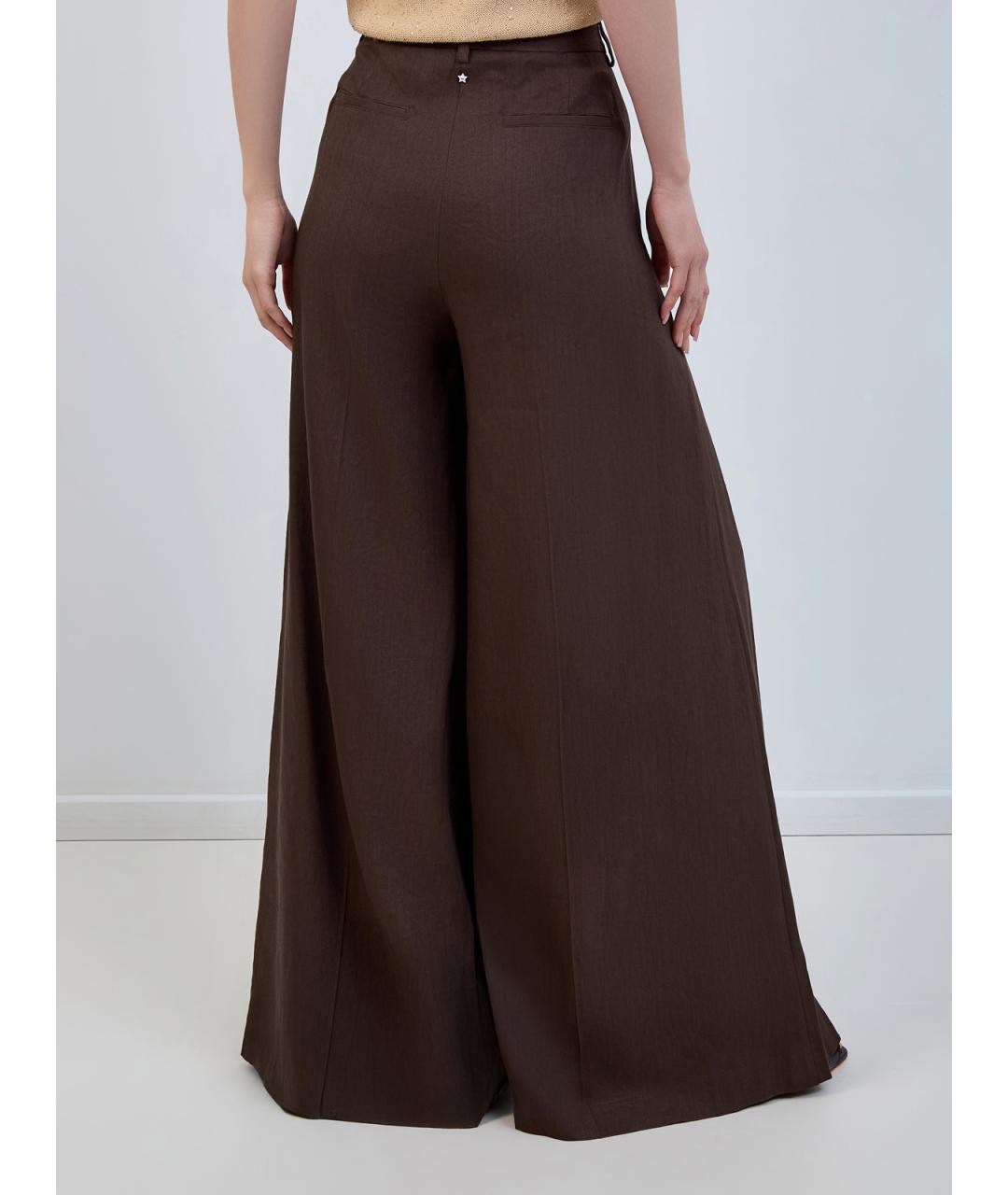 LORENA ANTONIAZZI Коричневые льняные брюки широкие, фото 4