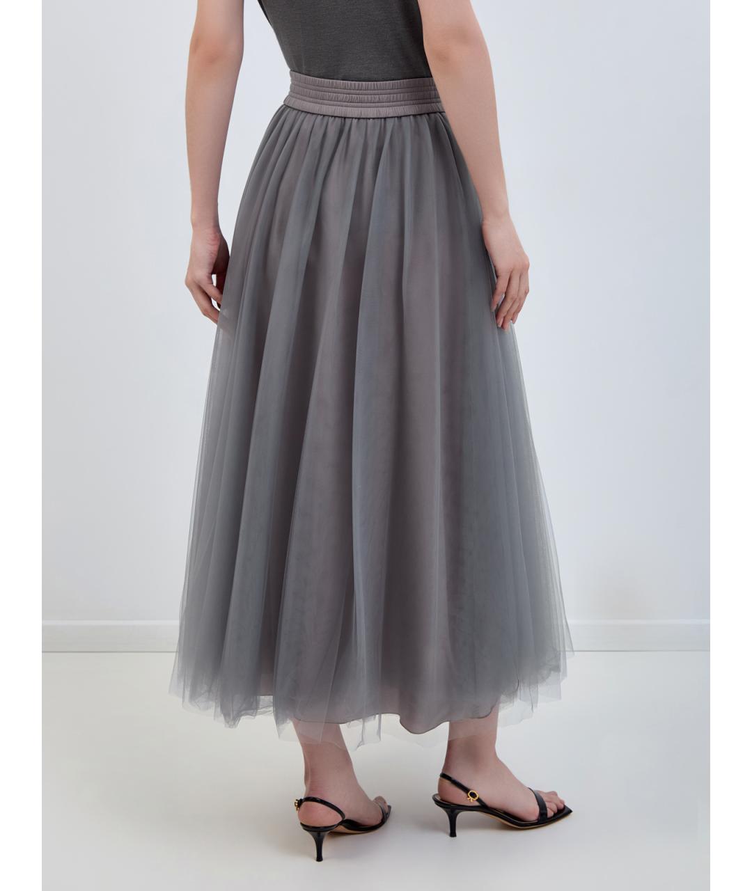 FABIANA FILIPPI Серая полиамидовая юбка макси, фото 4