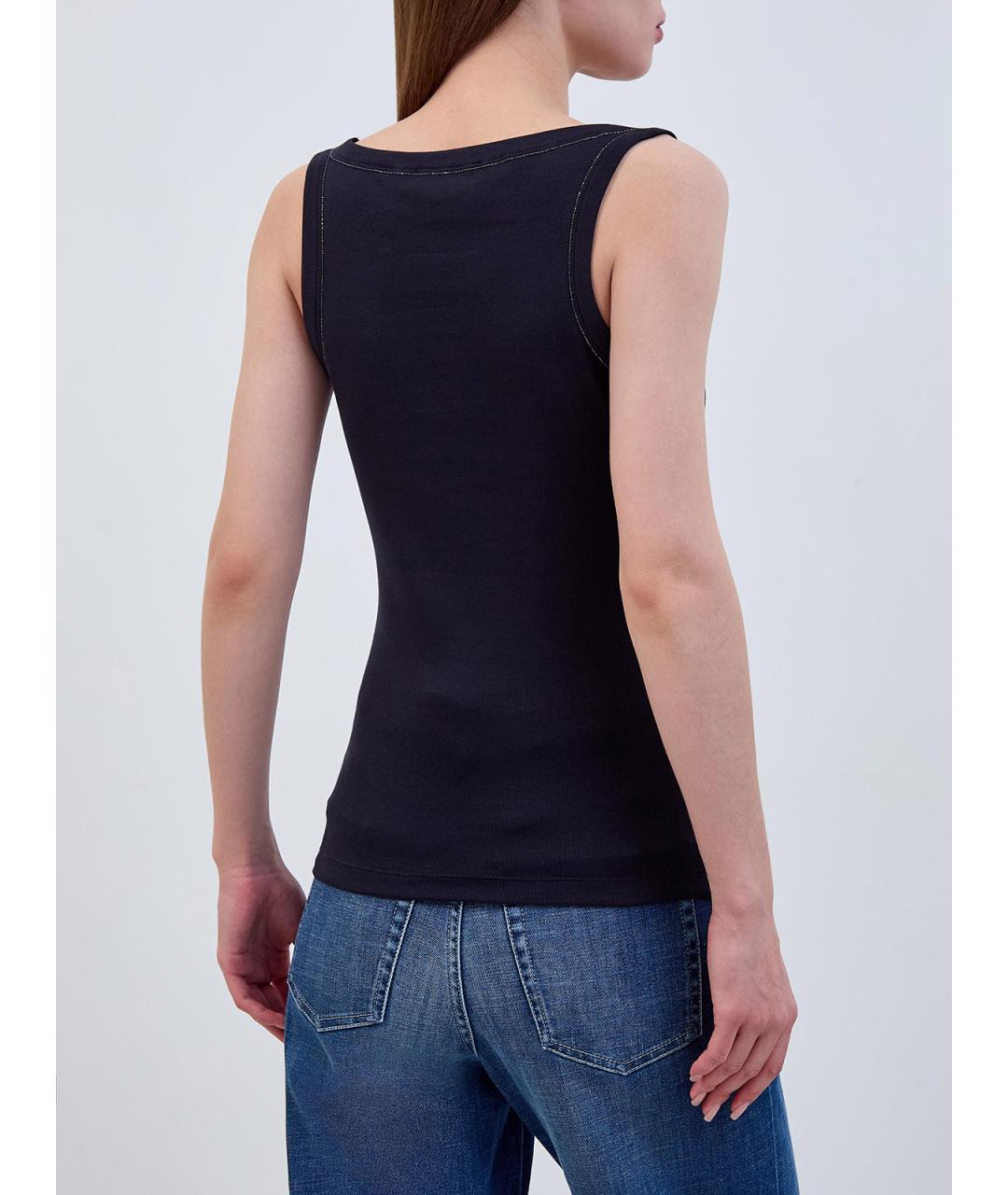 FABIANA FILIPPI Темно-синяя хлопковая майка, фото 4