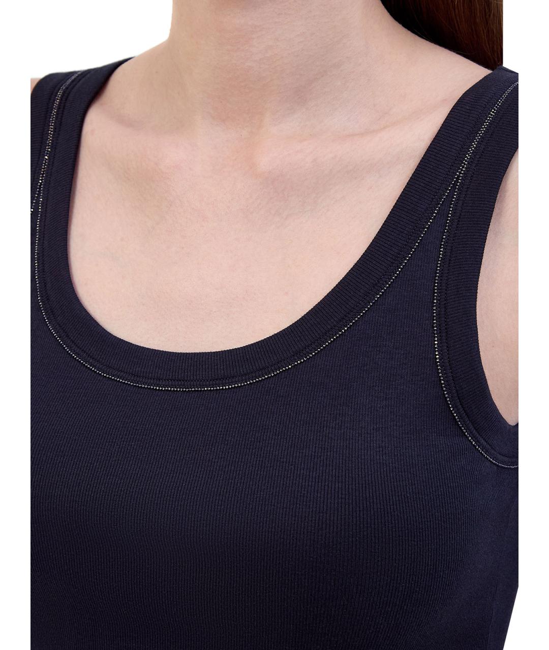 FABIANA FILIPPI Темно-синяя хлопковая майка, фото 5
