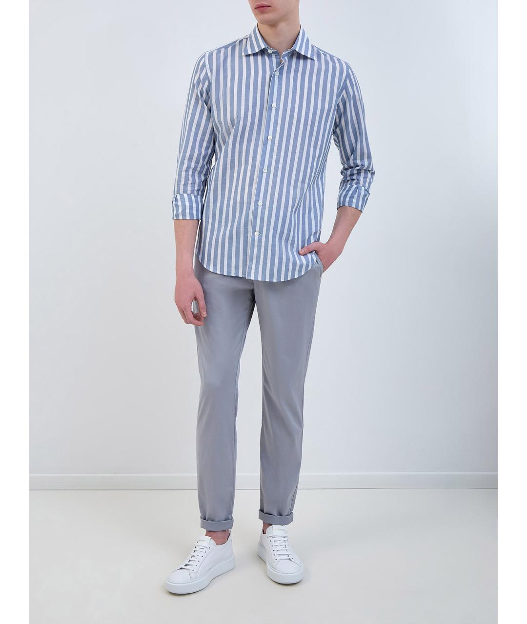 ELEVENTY Голубая хлопковая кэжуал рубашка, фото 2