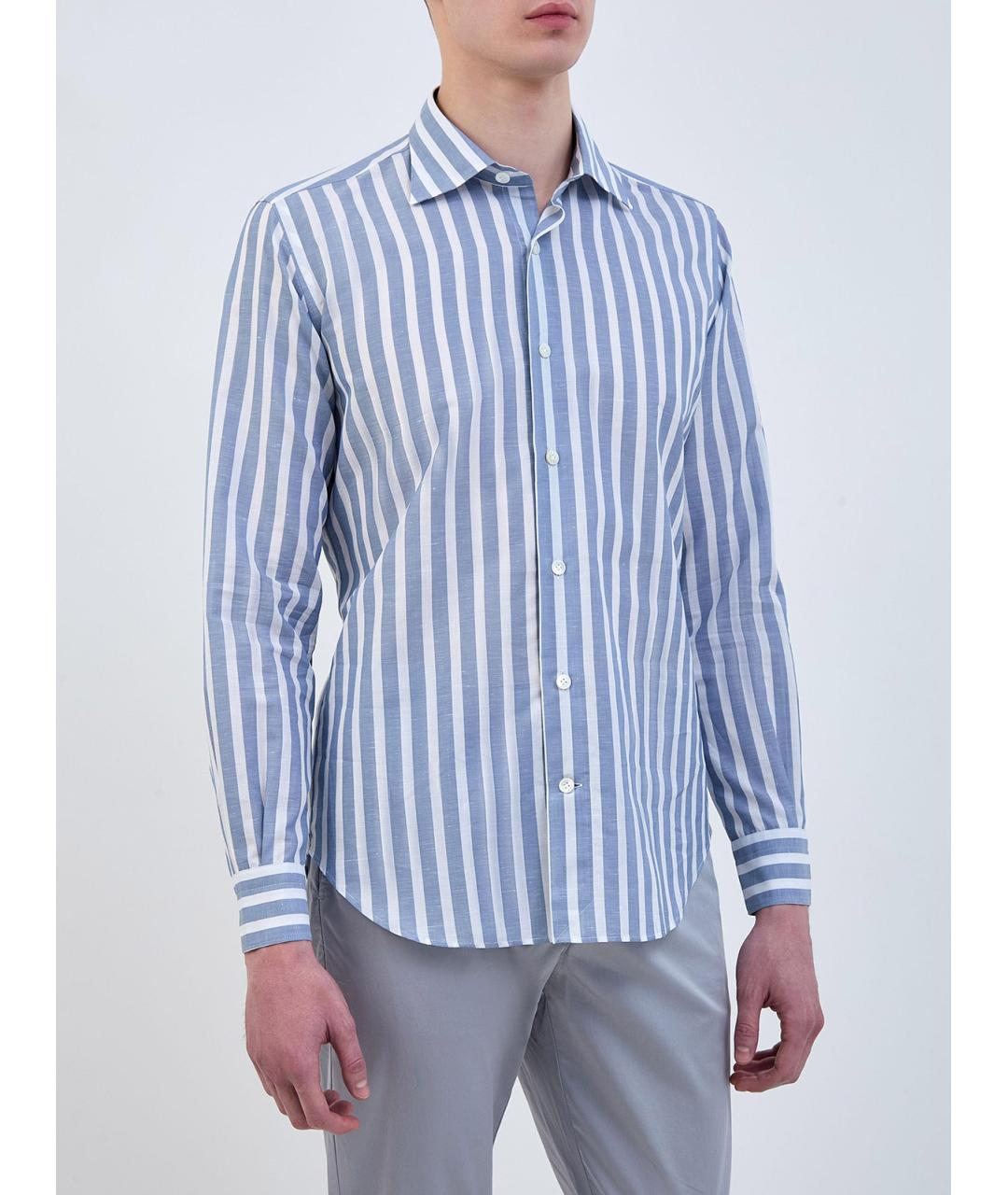 ELEVENTY Голубая хлопковая кэжуал рубашка, фото 3