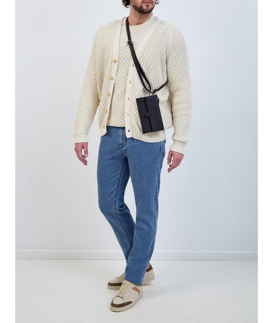 CANALI Голубые хлопковые прямые джинсы, фото 2