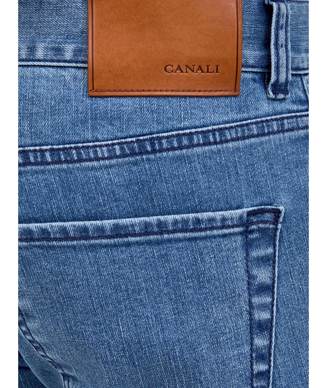 CANALI Голубые хлопковые прямые джинсы, фото 5