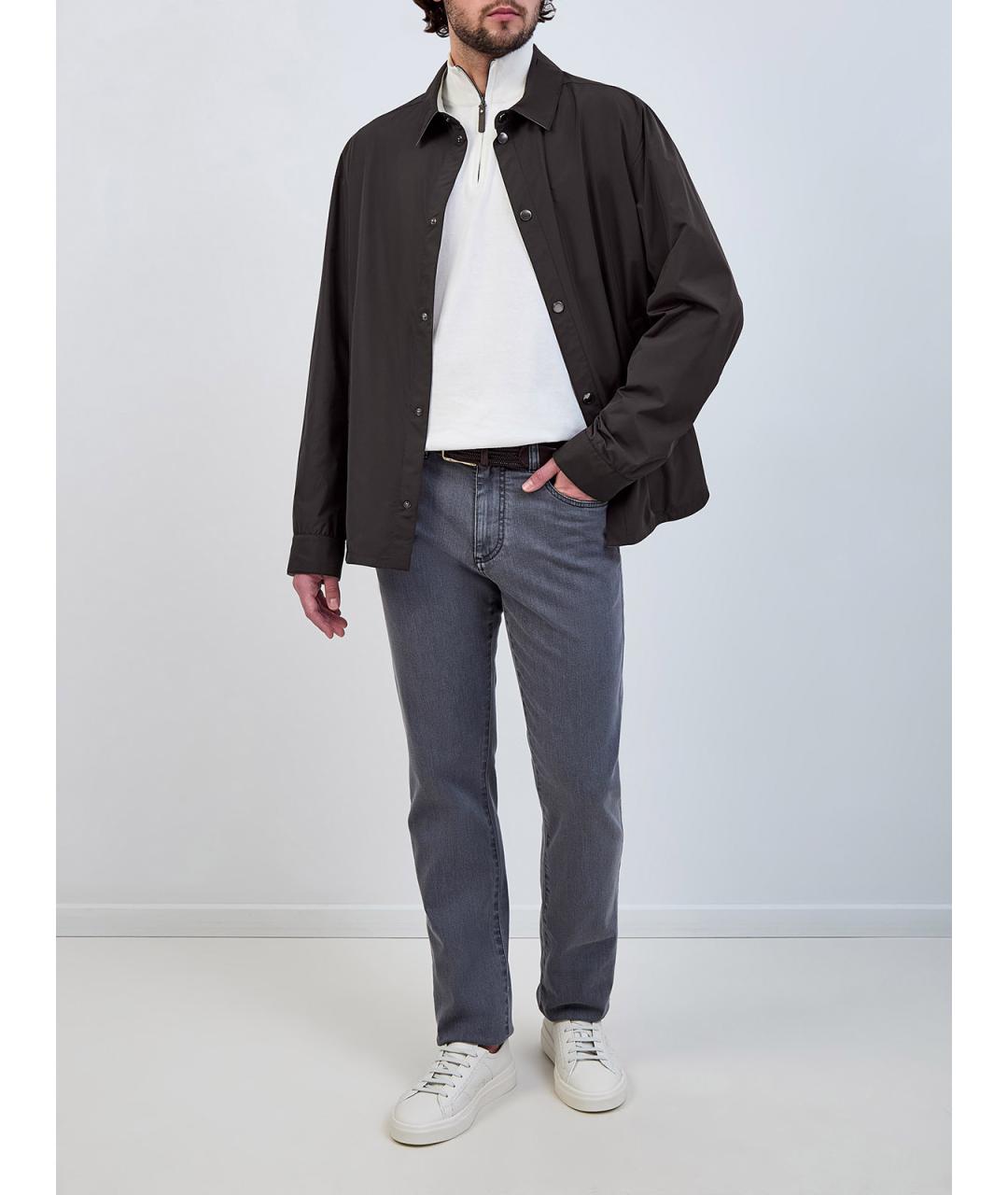 CANALI Серые хлопковые прямые джинсы, фото 2