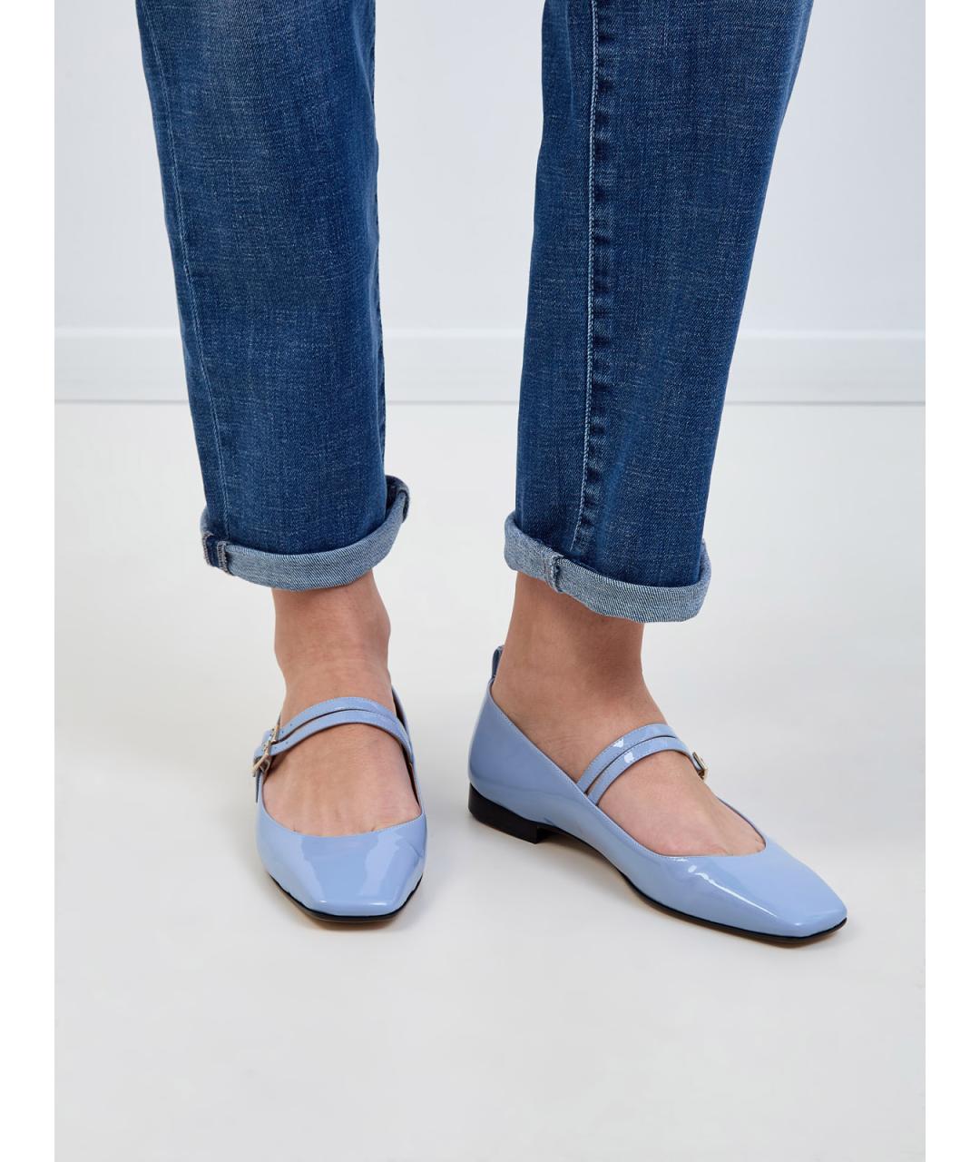 LORENA ANTONIAZZI Голубые балетки из лакированной кожи, фото 2