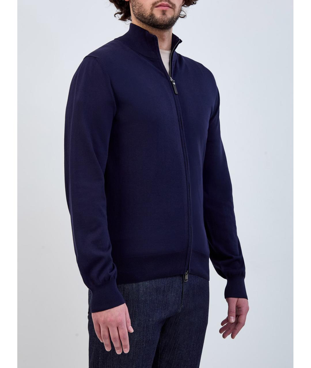 CANALI Темно-синий хлопковый кардиган, фото 3