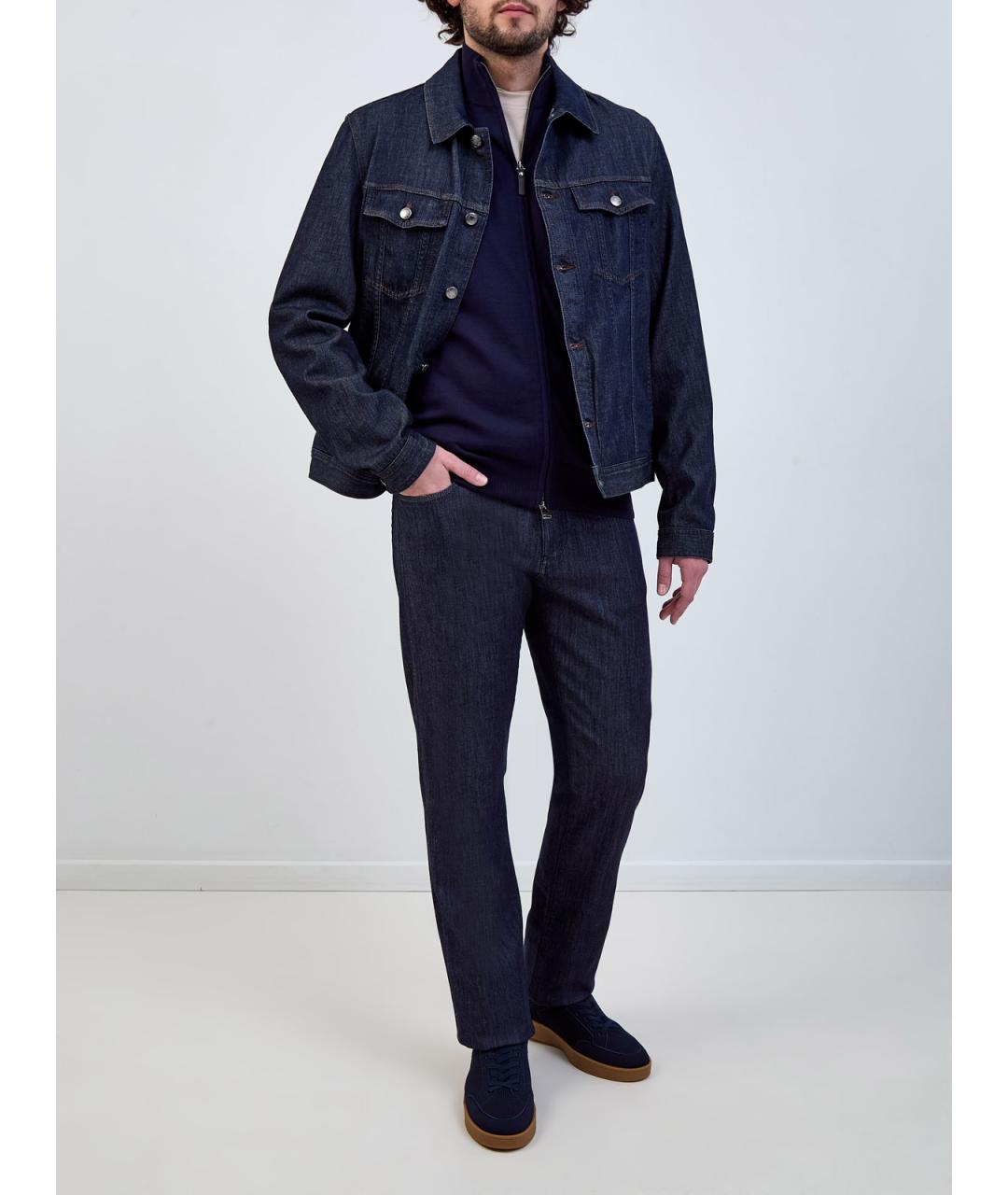 CANALI Темно-синий хлопковый кардиган, фото 2