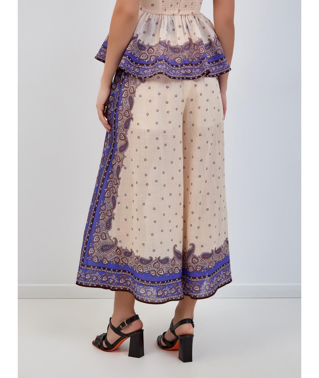 ZIMMERMANN Мульти льняные брюки широкие, фото 4